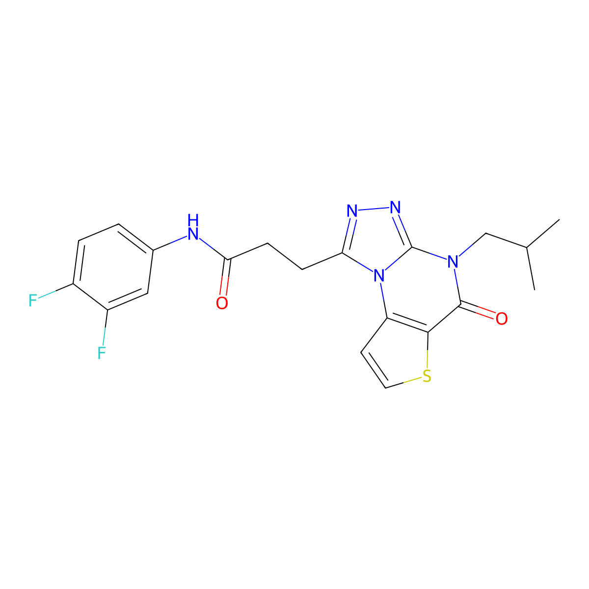 N-(3,4-difluorophenyl)-3-(4-isobutyl-5-oxo-4,5-dihydrothieno[2,3-e][1,2,4]triazolo[4,3-a]pyrimidin-1-yl)propanamide molecular structure, CAS 1189958-93-7