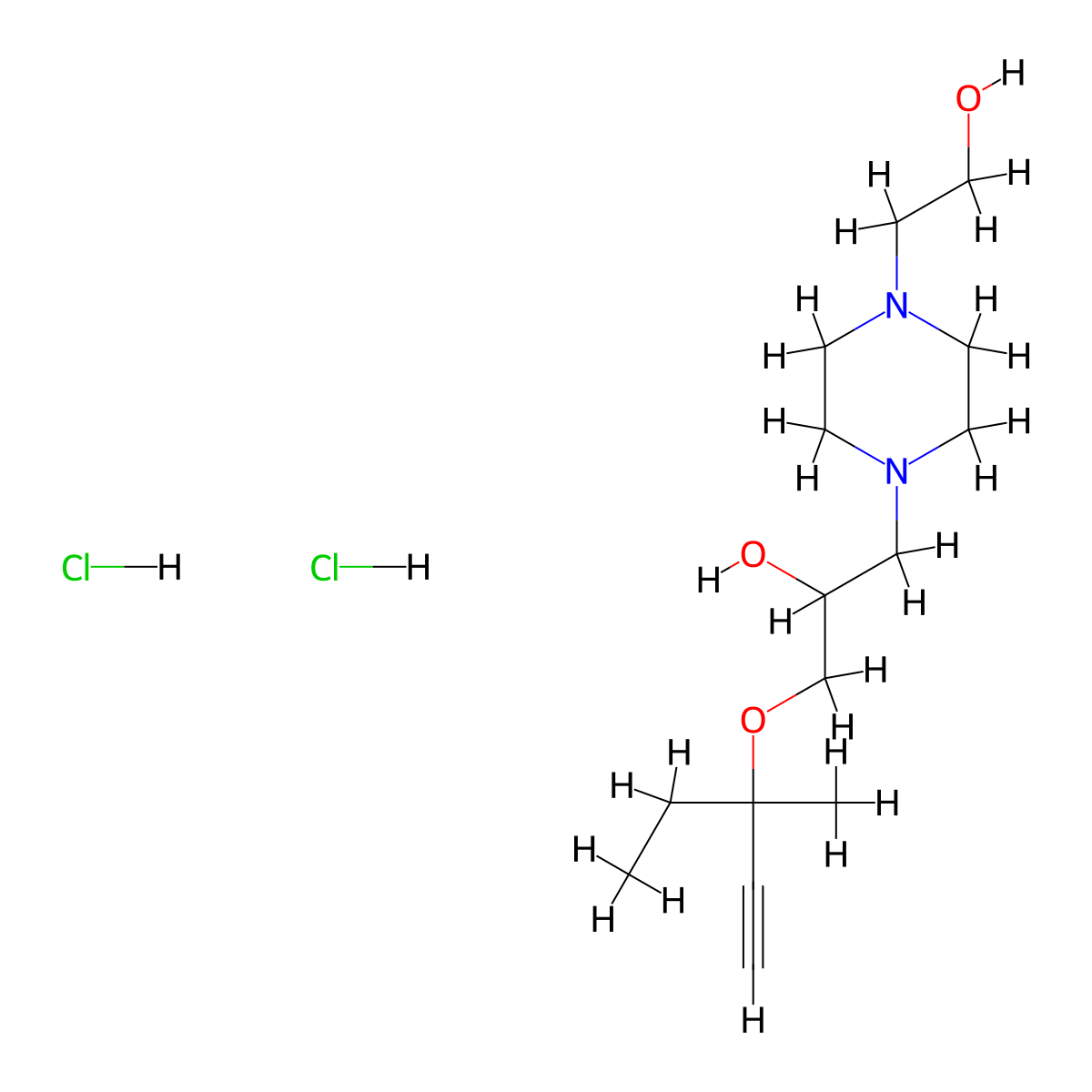 1-(4-(2-Hydroxyethyl)piperazin-1-yl)-3-((3-methylpent-1-yn-3-yl)oxy)propan-2-ol dihydrochloride molecular structure, CAS 1189959-27-0