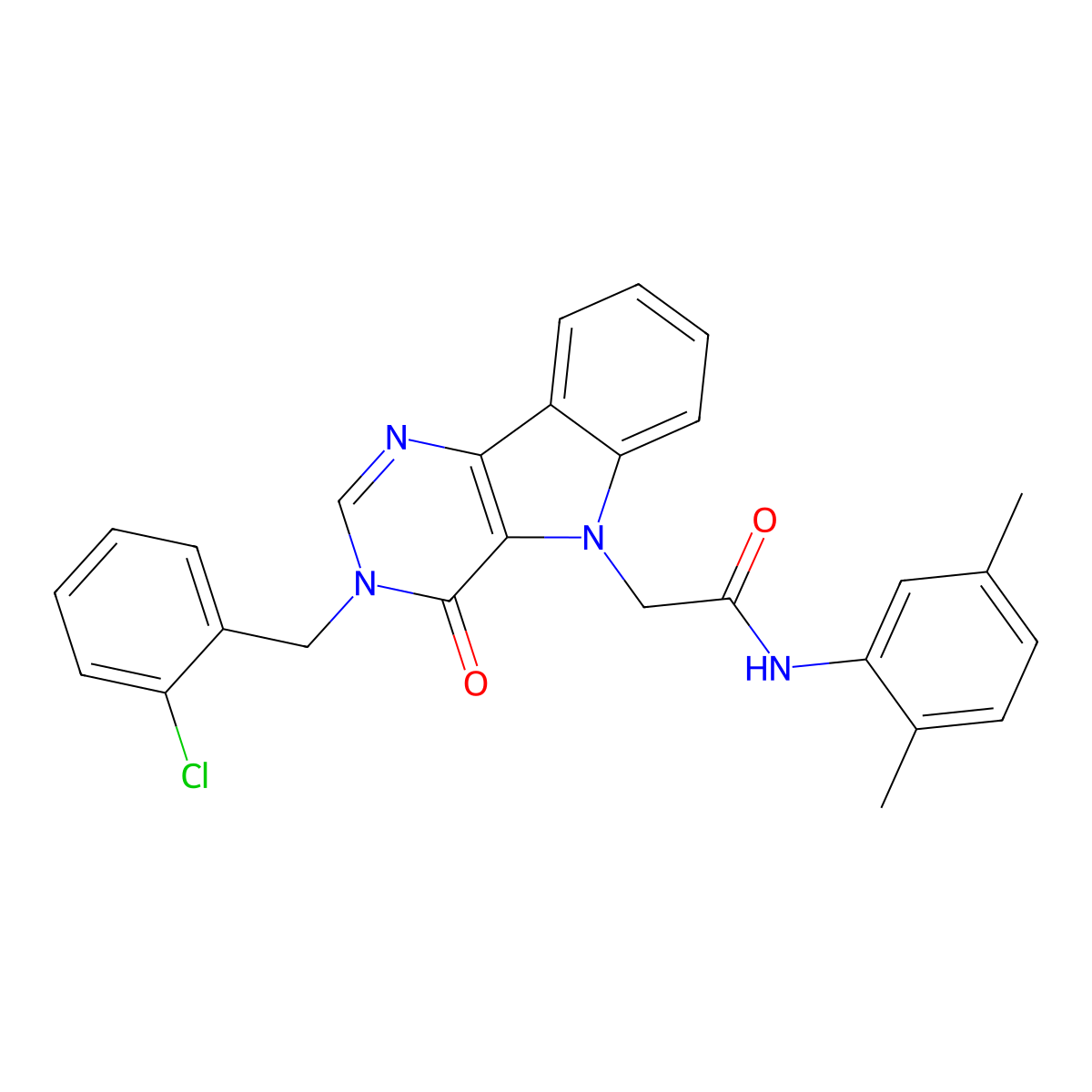 2-(3-(2-chlorobenzyl)-4-oxo-3H-pyrimido[5,4-b]indol-5(4H)-yl)-N-(2,5-dimethylphenyl)acetamide molecular structure, CAS 1189959-36-1