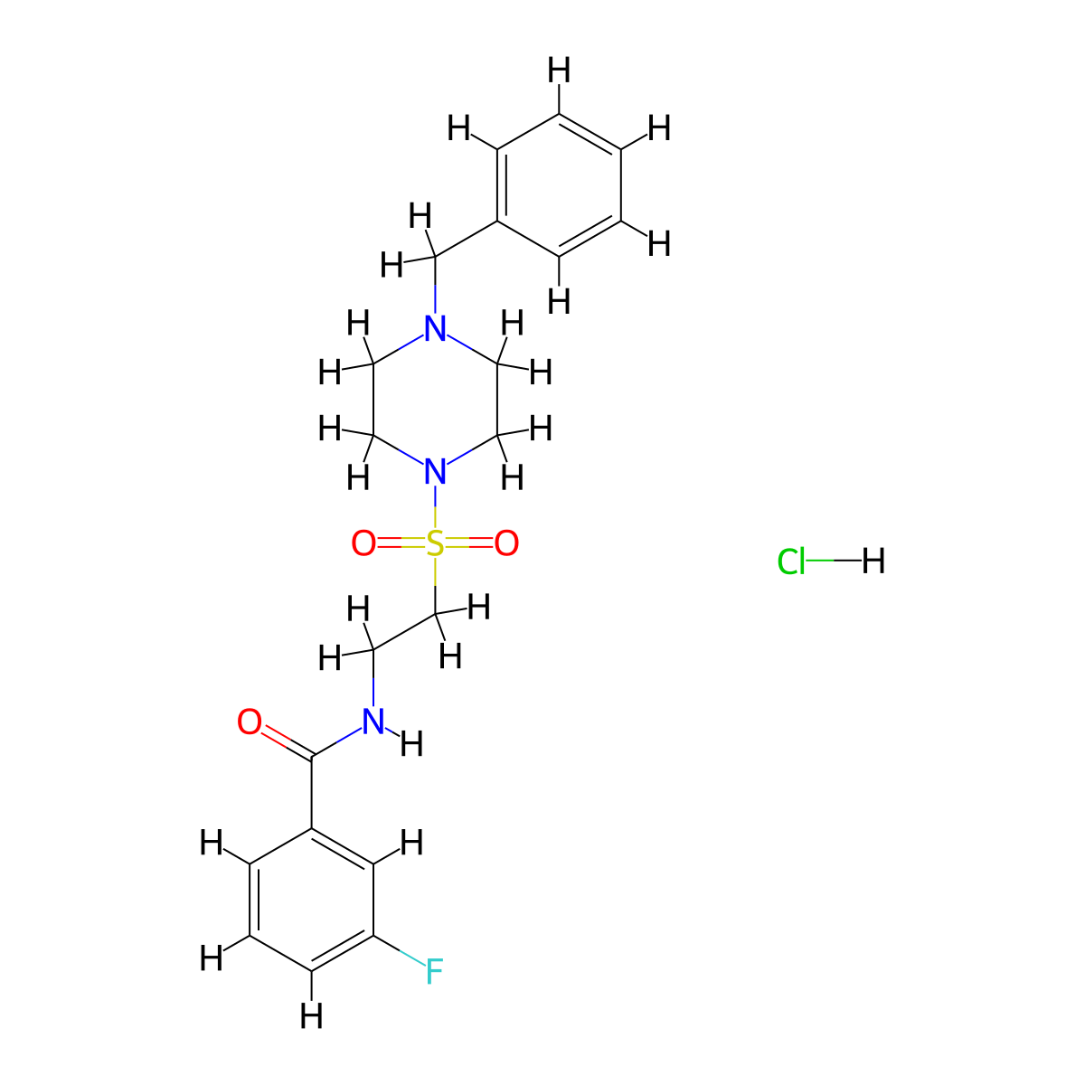 N-(2-((4-benzylpiperazin-1-yl)sulfonyl)ethyl)-3-fluorobenzamide hydrochloride molecular structure, CAS 1189960-04-0