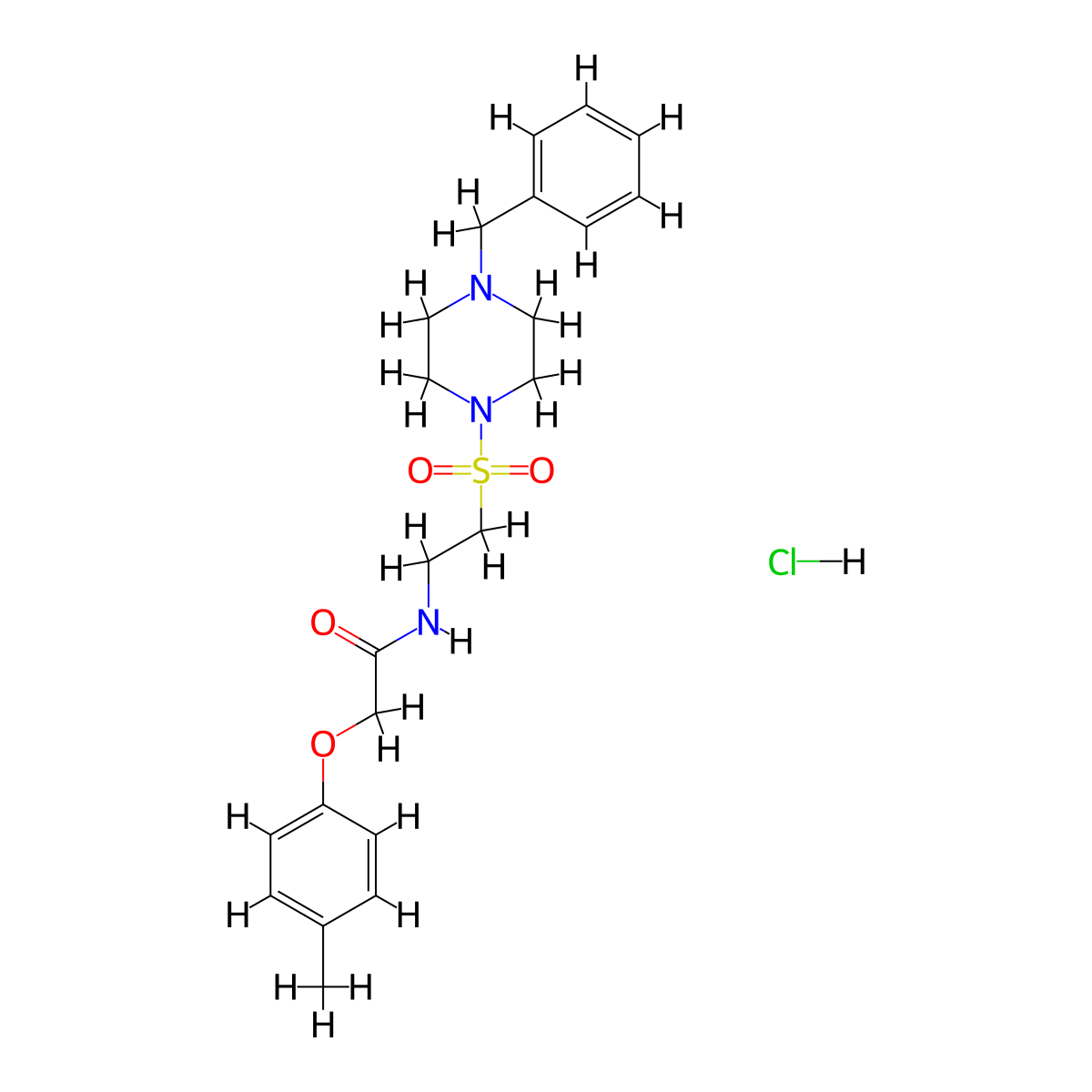 N-(2-((4-benzylpiperazin-1-yl)sulfonyl)ethyl)-2-(p-tolyloxy)acetamide hydrochloride molecular structure, CAS 1189960-07-3