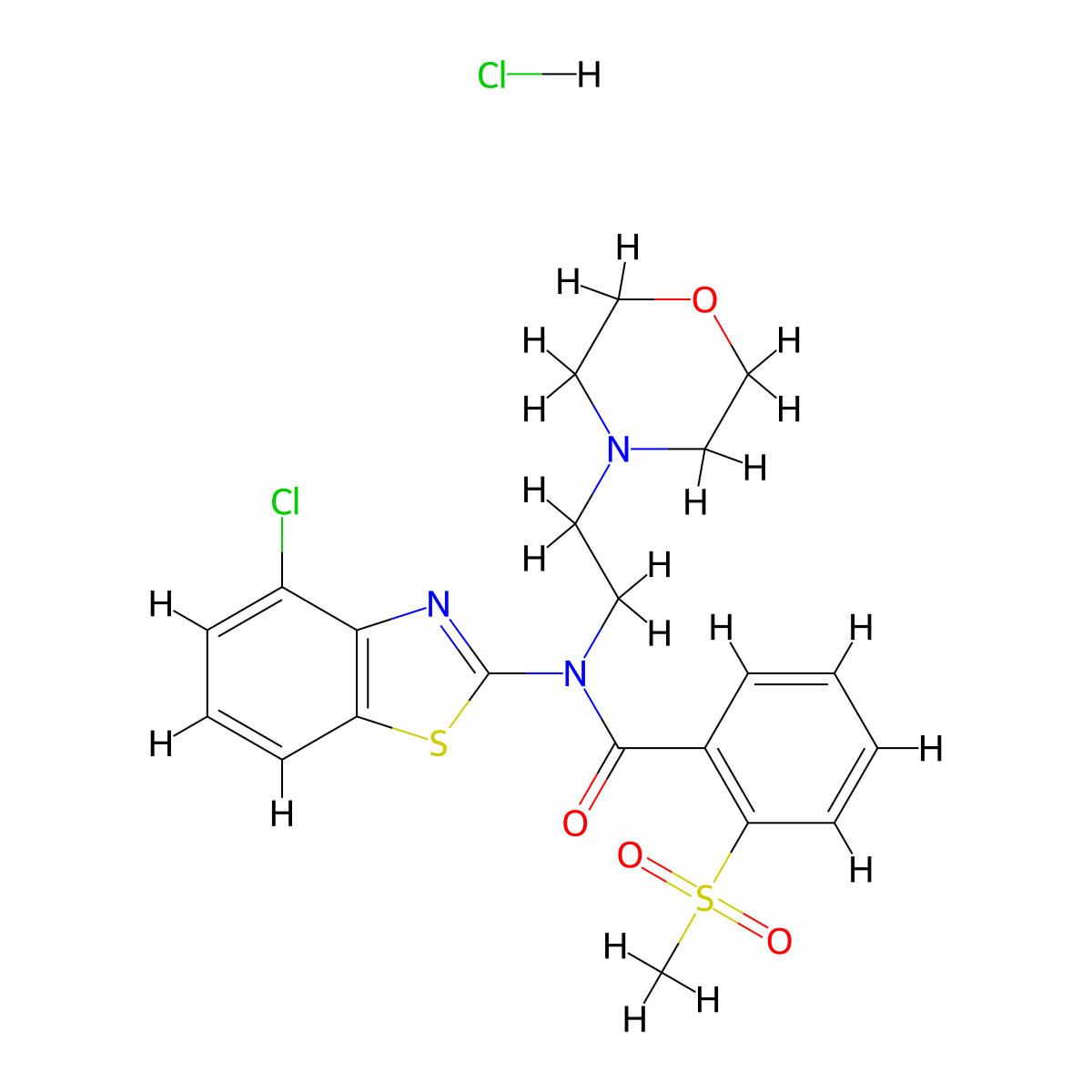 N-(4-chlorobenzo[d]thiazol-2-yl)-2-(methylsulfonyl)-N-(2-morpholinoethyl)benzamide hydrochloride molecular structure, CAS 1189960-87-9