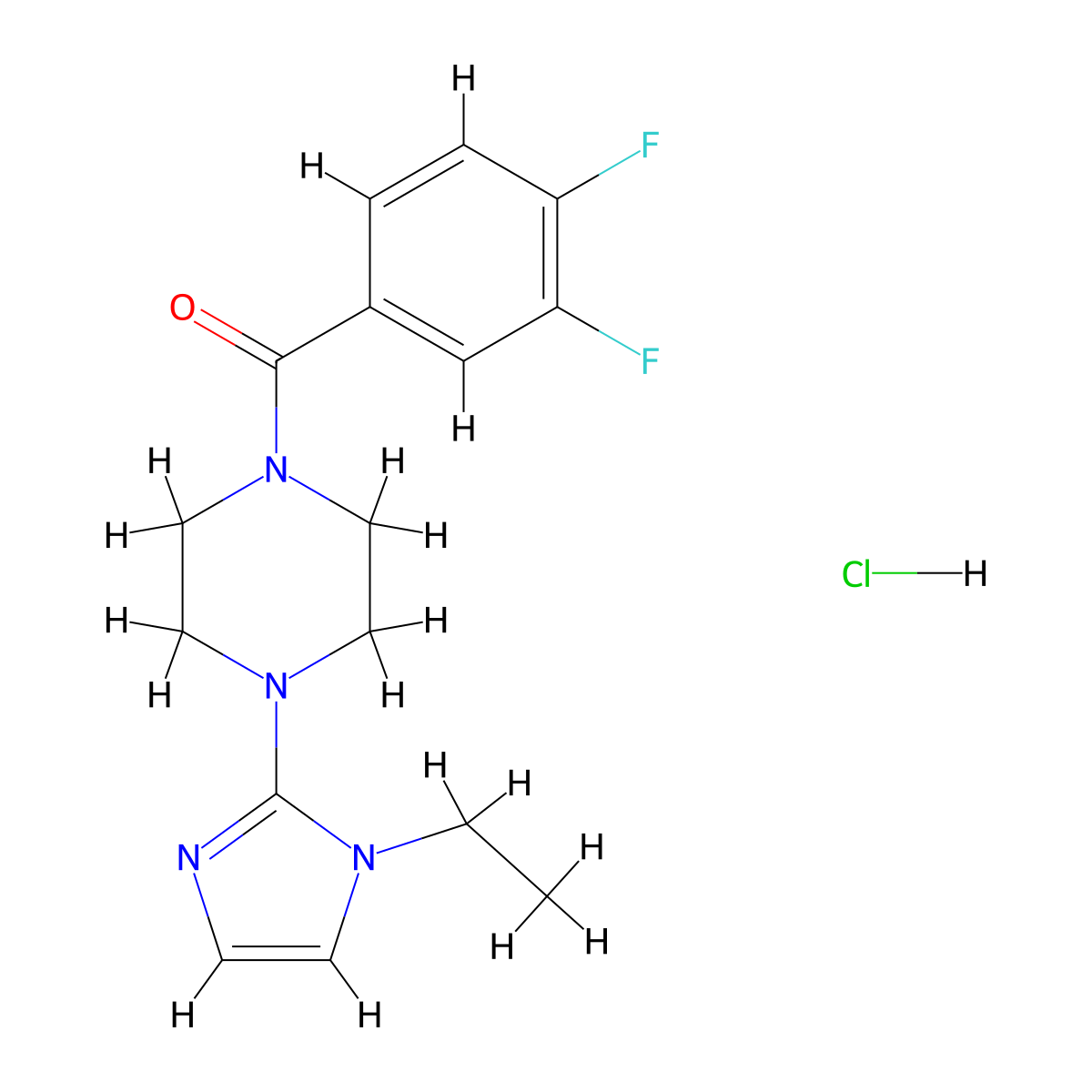 (3,4-difluorophenyl)(4-(1-ethyl-1H-imidazol-2-yl)piperazin-1-yl)methanone hydrochloride molecular structure, CAS 1189961-56-5