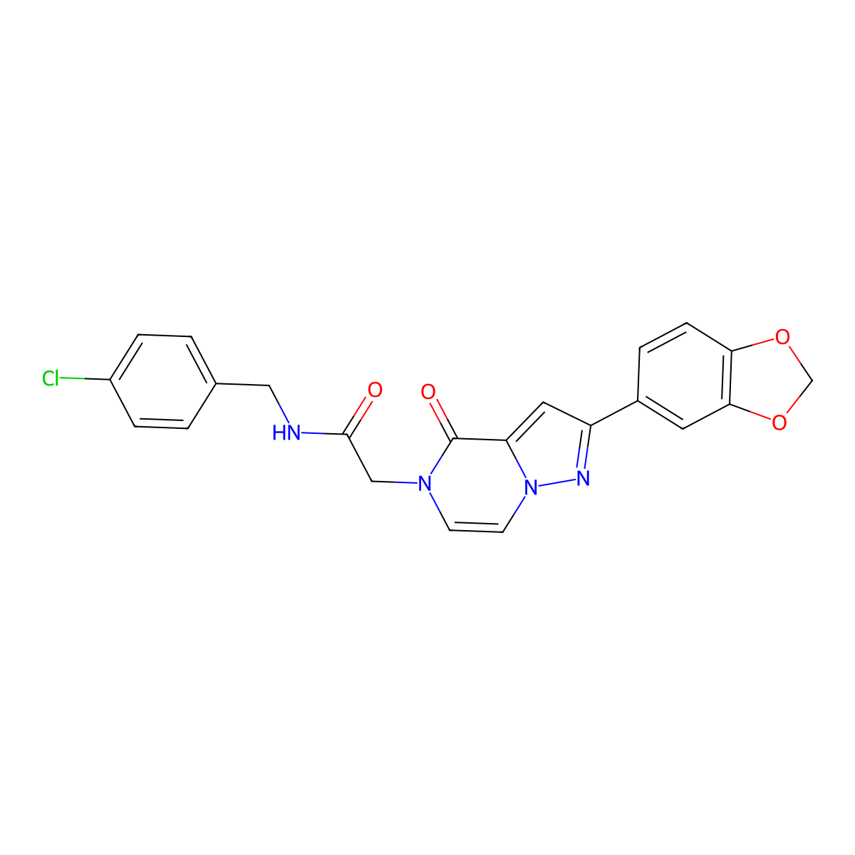 2-[2-(1,3-benzodioxol-5-yl)-4-oxopyrazolo[1,5-a]pyrazin-5(4H)-yl]-N-(4-chlorobenzyl)acetamide molecular structure, CAS 1189962-33-1