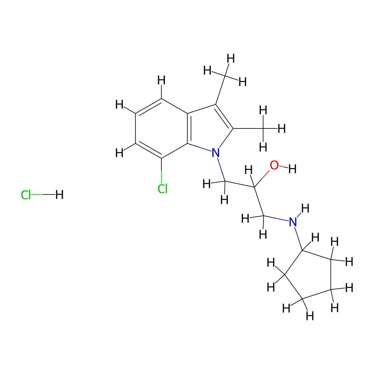 1-(7-chloro-2,3-dimethyl-1H-indol-1-yl)-3-(cyclopentylamino)propan-2-ol hydrochloride molecular structure, CAS 1189963-02-7