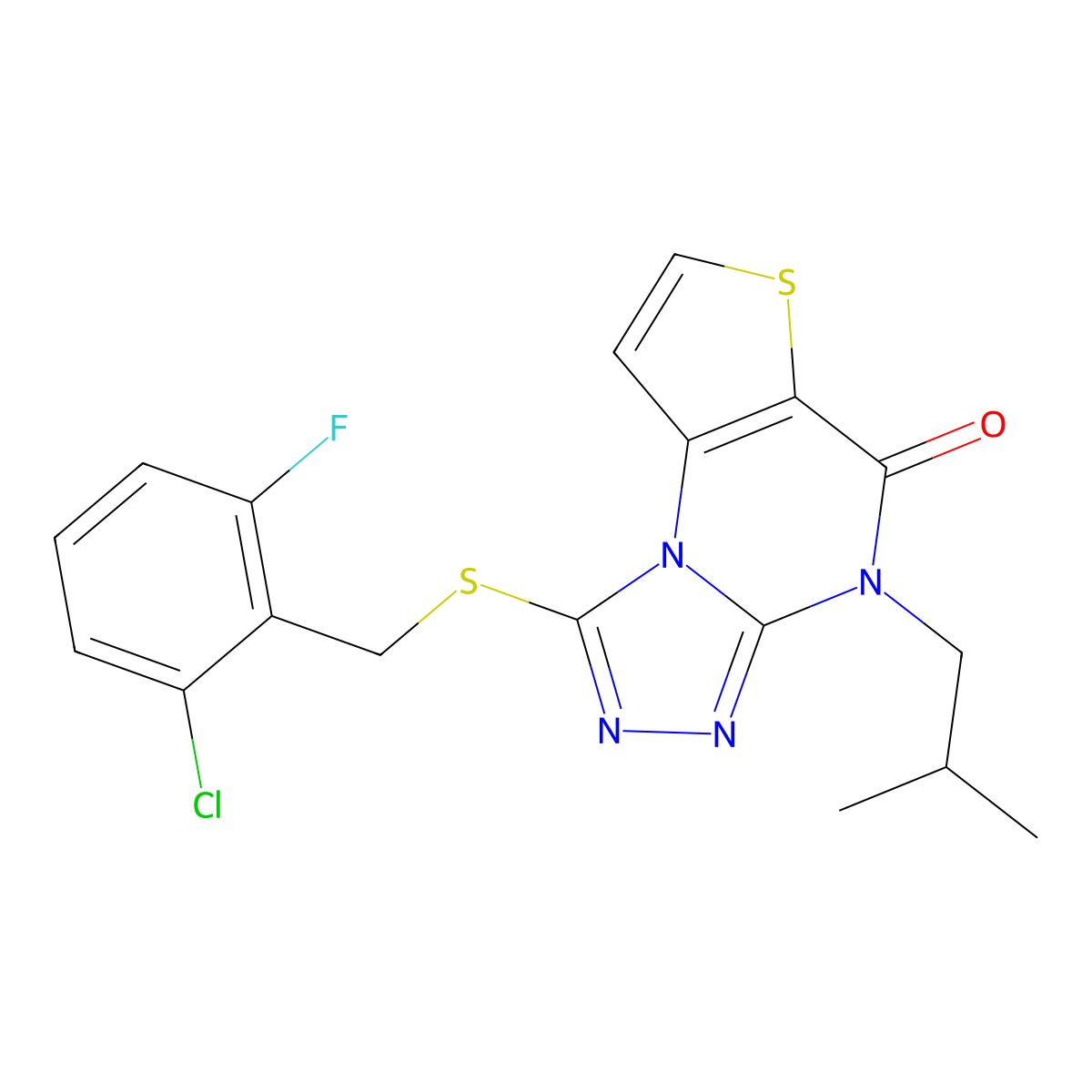 1-((2-chloro-6-fluorobenzyl)thio)-4-isobutylthieno[2,3-e][1,2,4]triazolo[4,3-a]pyrimidin-5(4H)-one molecular structure, CAS 1189963-34-5