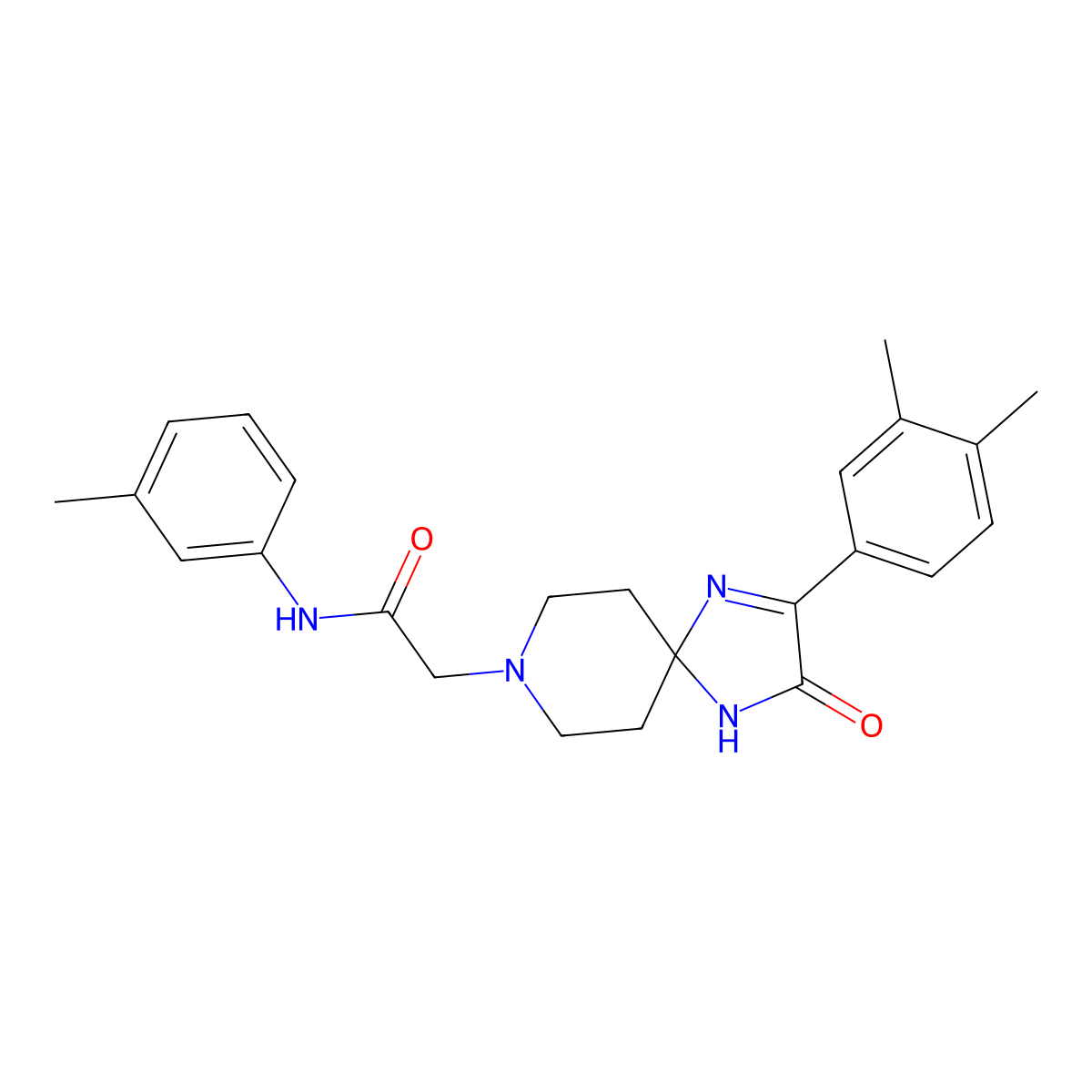2-[2-(3,4-dimethylphenyl)-3-oxo-1,4,8-triazaspiro[4.5]dec-1-en-8-yl]-N-(3-methylphenyl)acetamide molecular structure, CAS 1189963-37-8
