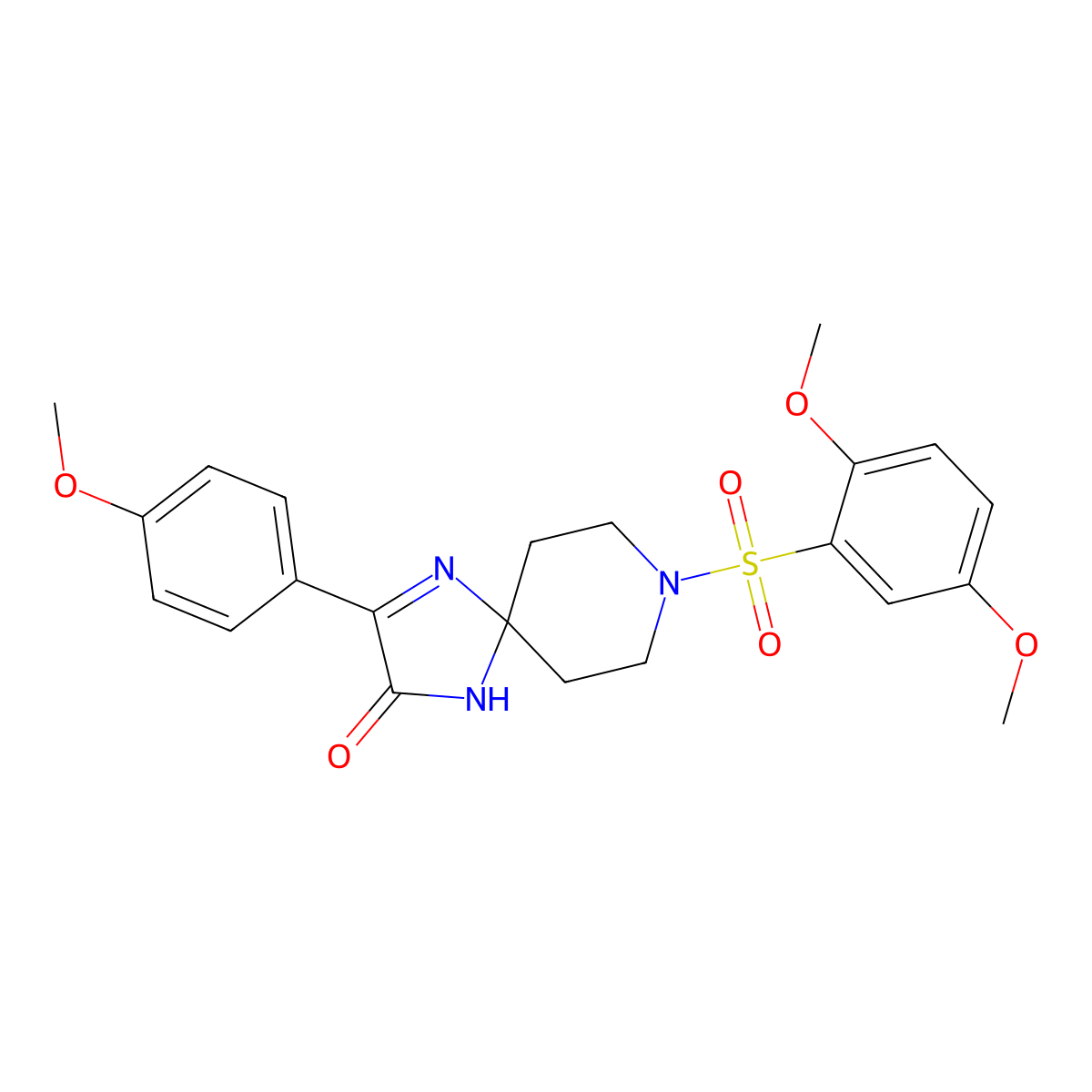 8-((2,5-Dimethoxyphenyl)sulfonyl)-3-(4-methoxyphenyl)-1,4,8-triazaspiro[4.5]dec-3-en-2-one molecular structure, CAS 1189963-94-7