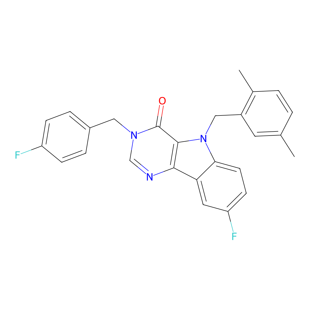 5-(2,5-dimethylbenzyl)-8-fluoro-3-(4-fluorobenzyl)-3H-pyrimido[5,4-b]indol-4(5H)-one molecular structure, CAS 1189964-88-2
