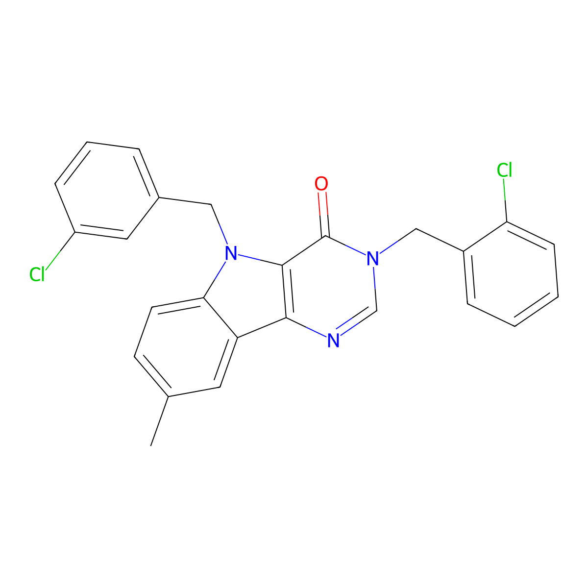 3-(2-chlorobenzyl)-5-(3-chlorobenzyl)-8-methyl-3H-pyrimido[5,4-b]indol-4(5H)-one molecular structure, CAS 1189965-24-9