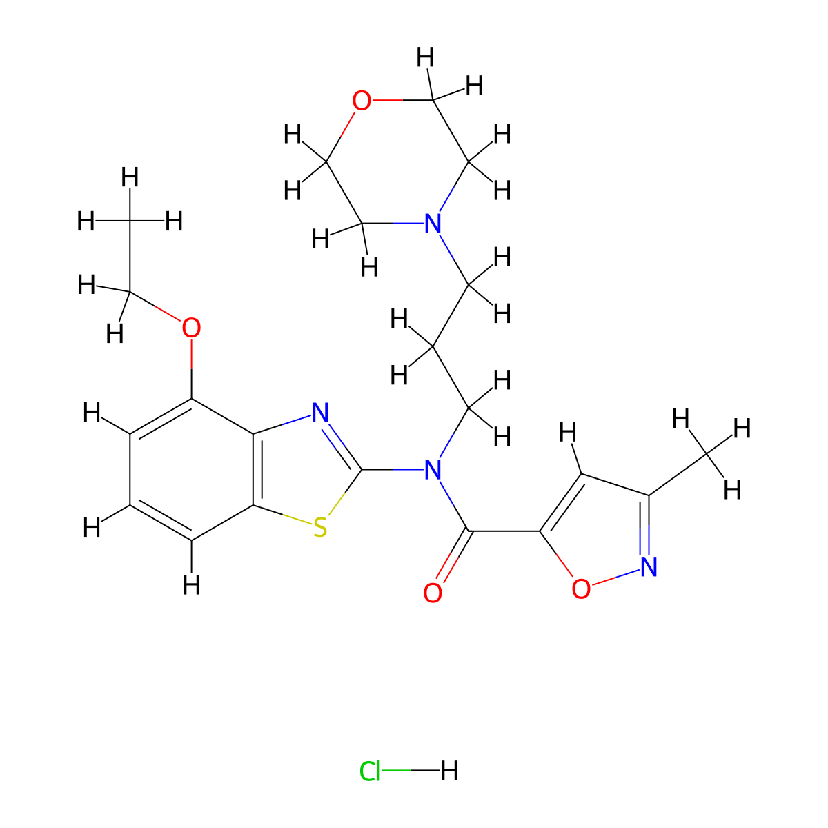 N-(4-ethoxybenzo[d]thiazol-2-yl)-3-methyl-N-(3-morpholinopropyl)isoxazole-5-carboxamide hydrochloride molecular structure, CAS 1189965-42-1