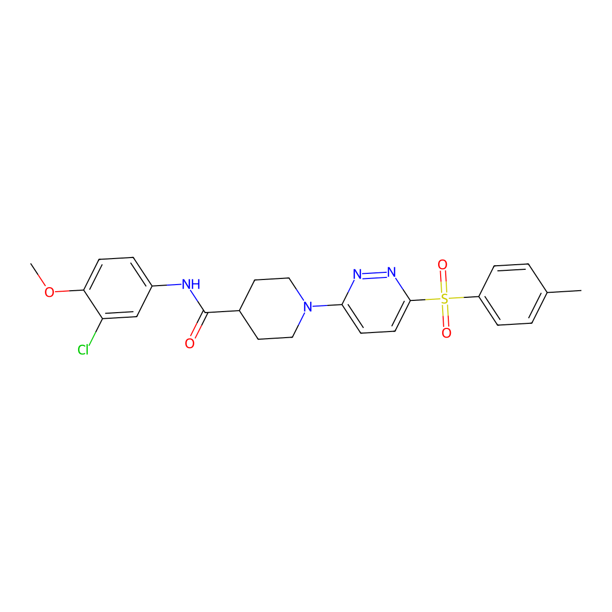N-(3-chloro-4-methoxyphenyl)-1-(6-tosylpyridazin-3-yl)piperidine-4-carboxamide molecular structure, CAS 1189966-16-2