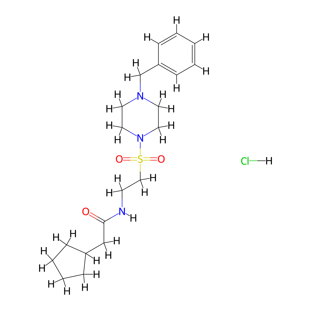 N-(2-((4-benzylpiperazin-1-yl)sulfonyl)ethyl)-2-cyclopentylacetamide hydrochloride molecular structure, CAS 1189966-26-4
