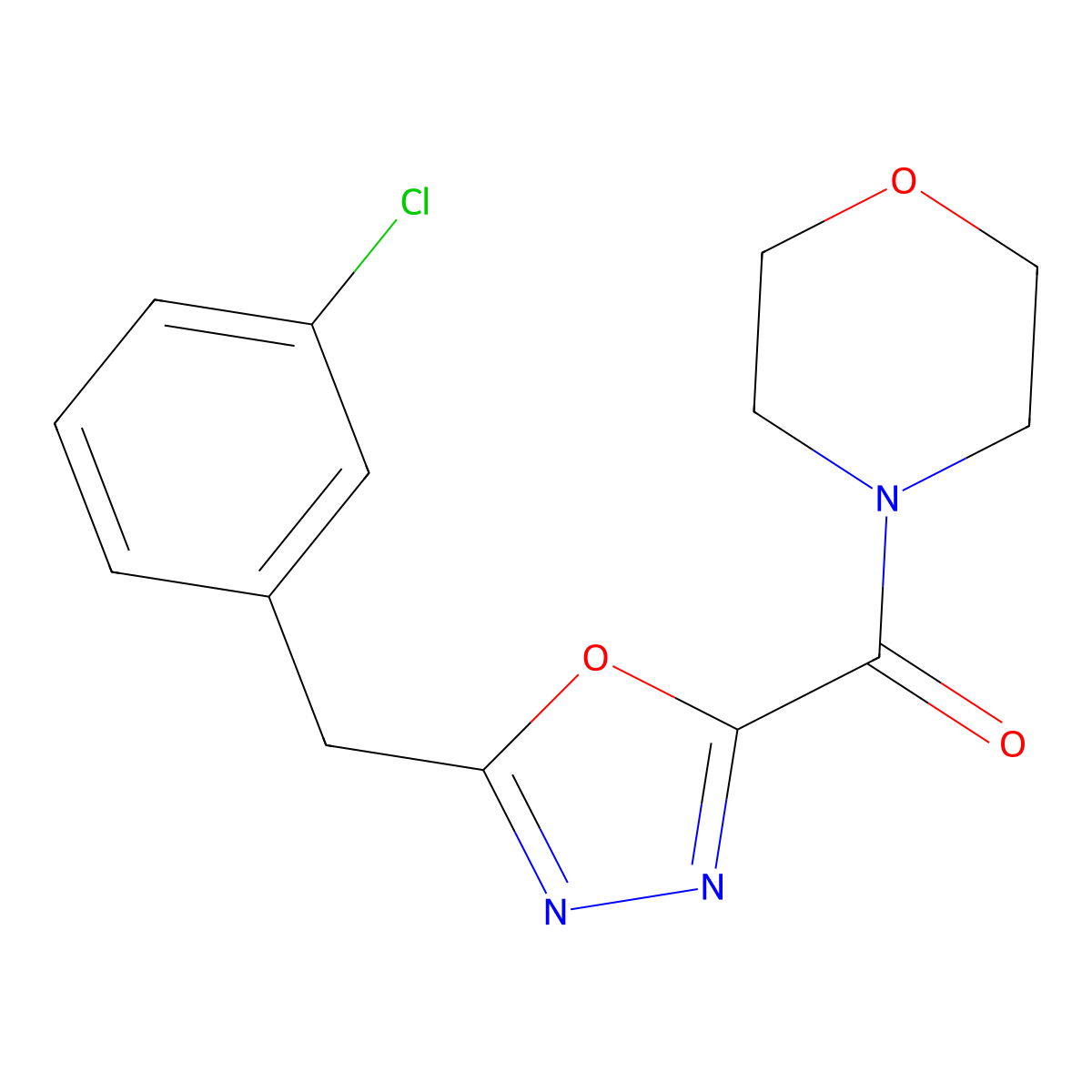 4-{[5-(3-Chlorobenzyl)-1,3,4-oxadiazol-2-yl]carbonyl}morpholine molecular structure, CAS 1189968-10-2