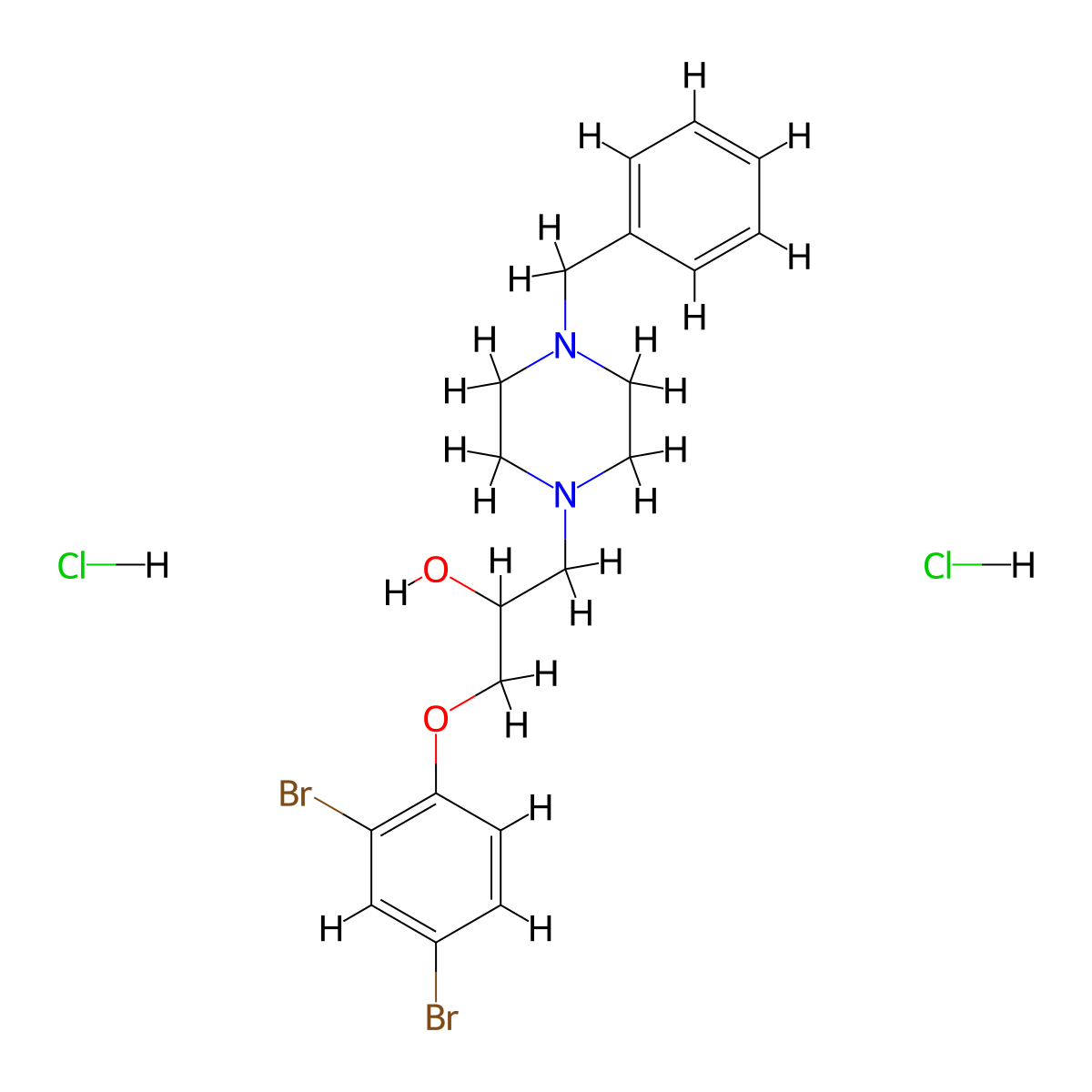 1-(4-Benzylpiperazin-1-yl)-3-(2,4-dibromophenoxy)propan-2-ol dihydrochloride molecular structure, CAS 1189968-29-3