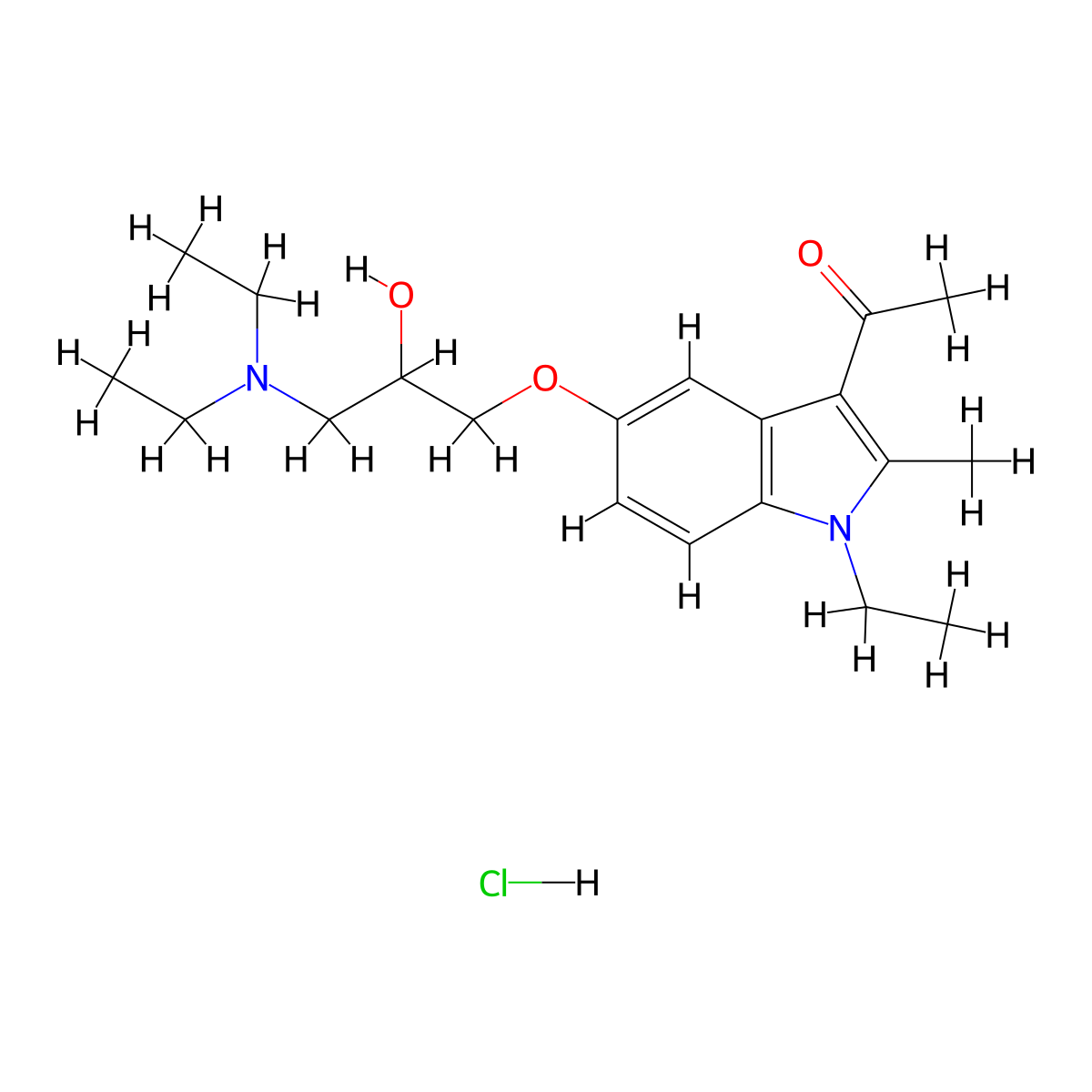 1-(5-(3-(diethylamino)-2-hydroxypropoxy)-1-ethyl-2-methyl-1H-indol-3-yl)ethanone hydrochloride molecular structure, CAS 1189969-14-9