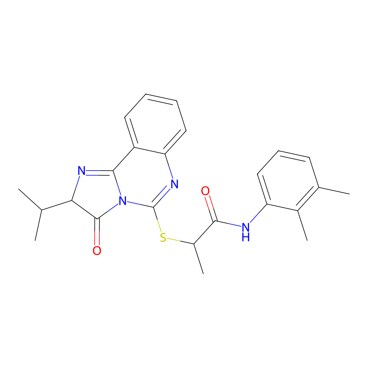 N-(2,3-dimethylphenyl)-2-((2-isopropyl-3-oxo-2,3-dihydroimidazo[1,2-c]quinazolin-5-yl)thio)propanamide molecular structure, CAS 1189969-27-4