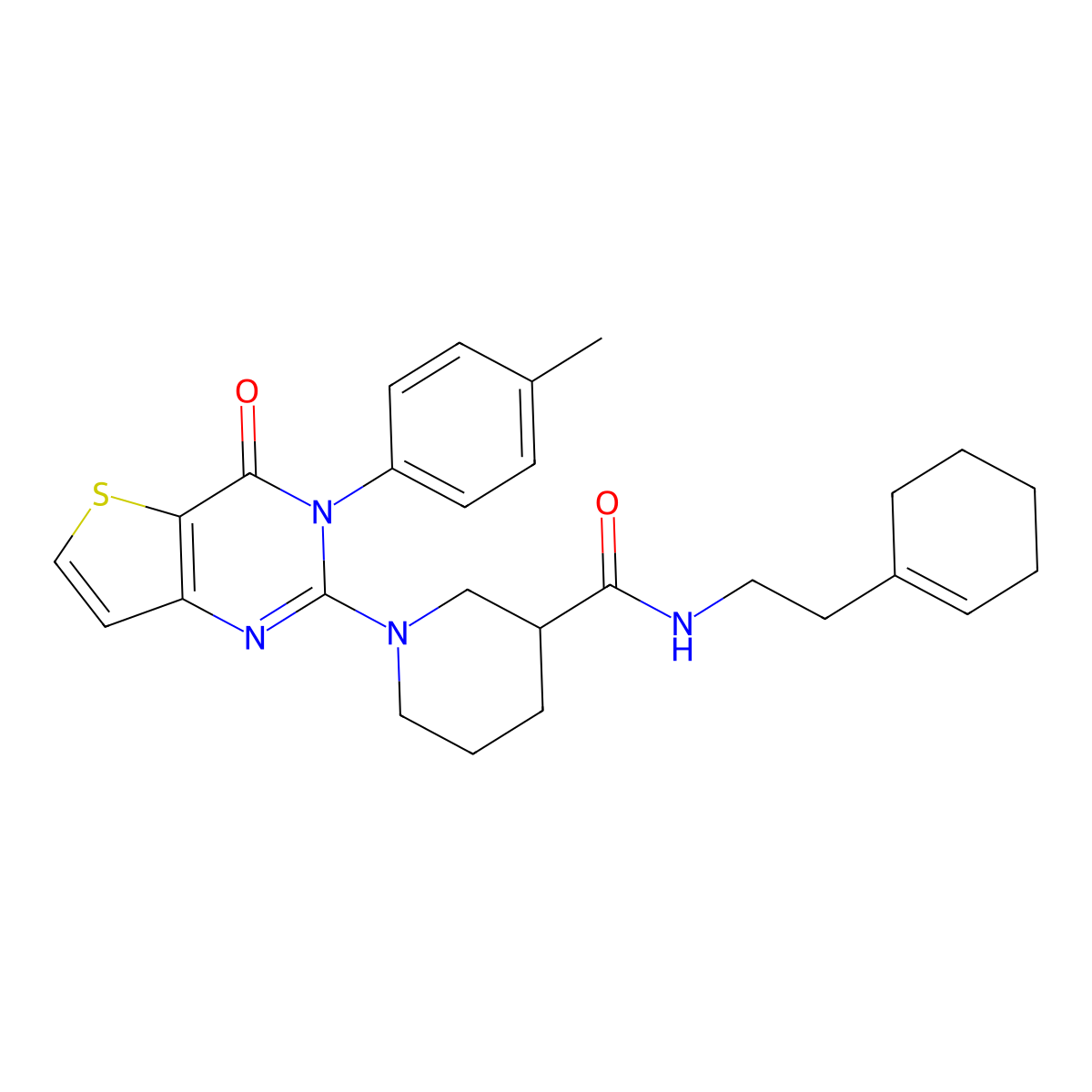 N-[2-(cyclohex-1-en-1-yl)ethyl]-1-[3-(4-methylphenyl)-4-oxo-3H,4H-thieno[3,2-d]pyrimidin-2-yl]piperidine-3-carboxamide molecular structure, CAS 1189970-19-1
