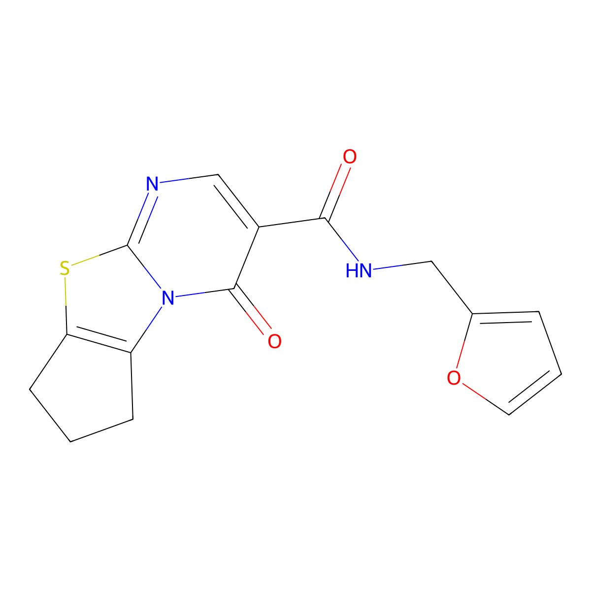 N-(furan-2-ylmethyl)-4-oxo-4,6,7,8-tetrahydrocyclopenta[4,5]thiazolo[3,2-a]pyrimidine-3-carboxamide molecular structure, CAS 1189971-16-1