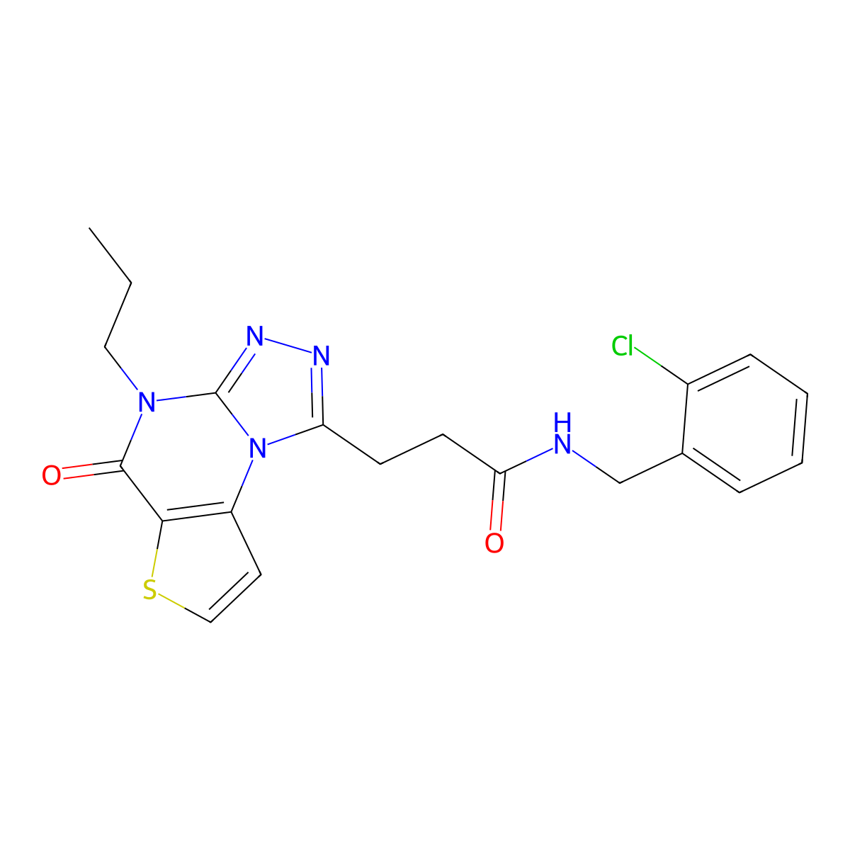 N-(2-chlorobenzyl)-3-(5-oxo-4-propyl-4,5-dihydrothieno[2,3-e][1,2,4]triazolo[4,3-a]pyrimidin-1-yl)propanamide molecular structure, CAS 1189971-90-1