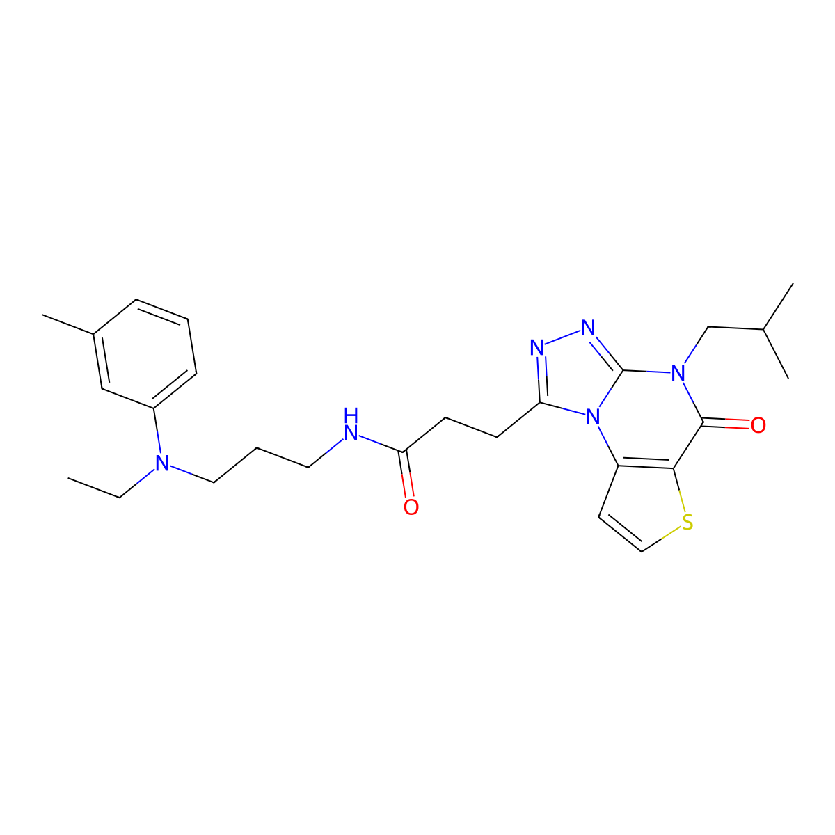 N-(3-(ethyl(m-tolyl)amino)propyl)-3-(4-isobutyl-5-oxo-4,5-dihydrothieno[2,3-e][1,2,4]triazolo[4,3-a]pyrimidin-1-yl)propanamide molecular structure, CAS 1189972-39-1