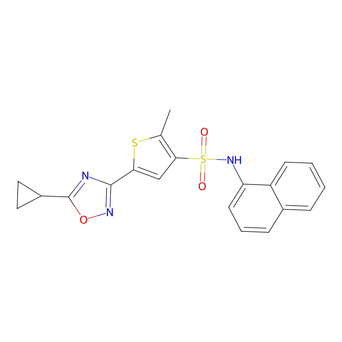 5-(5-cyclopropyl-1,2,4-oxadiazol-3-yl)-2-methyl-N-1-naphthylthiophene-3-sulfonamide molecular structure, CAS 1189973-30-5