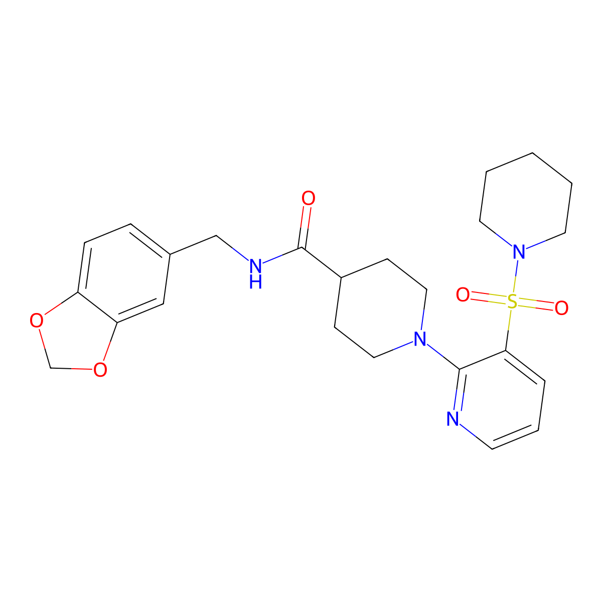 N-[(2H-1,3-benzodioxol-5-yl)methyl]-1-[3-(piperidine-1-sulfonyl)pyridin-2-yl]piperidine-4-carboxamide molecular structure, CAS 1189973-36-1