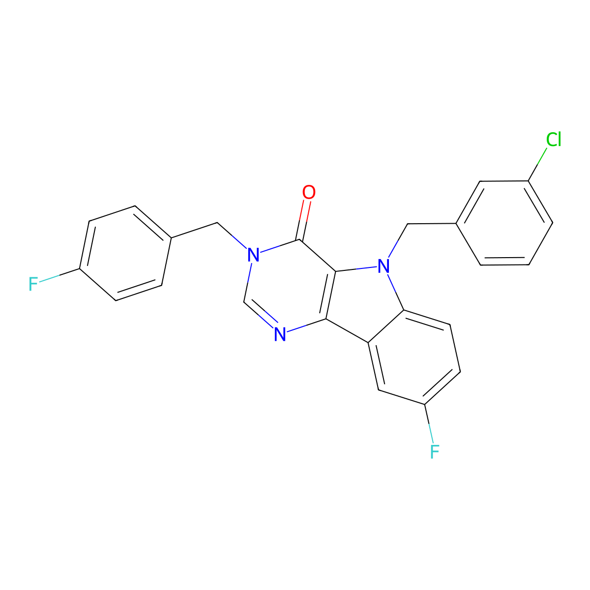 5-(3-chlorobenzyl)-8-fluoro-3-(4-fluorobenzyl)-3H-pyrimido[5,4-b]indol-4(5H)-one molecular structure, CAS 1189973-49-6