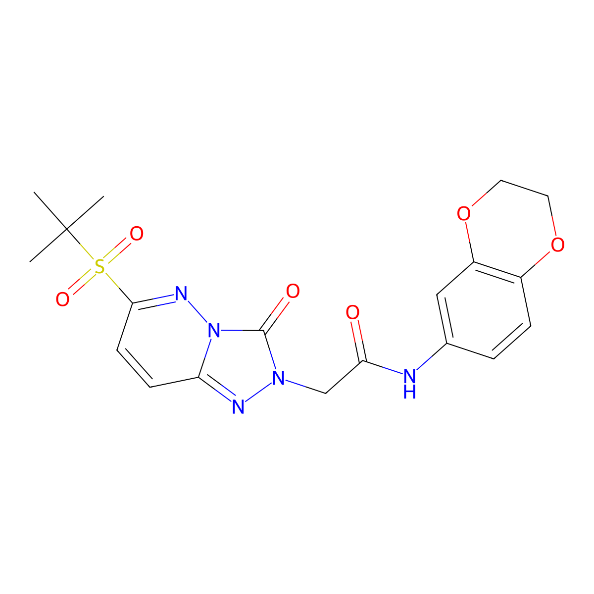 N-(2,3-dihydro-1,4-benzodioxin-6-yl)-2-[6-(2-methylpropane-2-sulfonyl)-3-oxo-2H,3H-[1,2,4]triazolo[4,3-b]pyridazin-2-yl]acetamide molecular structure, CAS 1189973-68-9