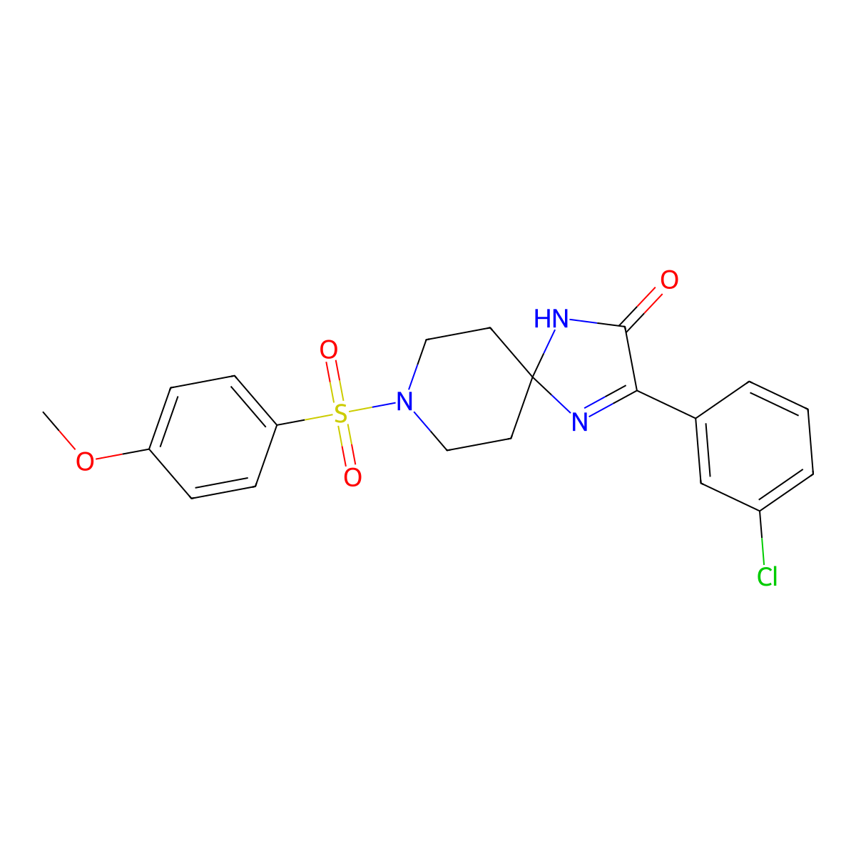 3-(3-Chlorophenyl)-8-((4-methoxyphenyl)sulfonyl)-1,4,8-triazaspiro[4.5]dec-3-en-2-one molecular structure, CAS 1189974-95-5