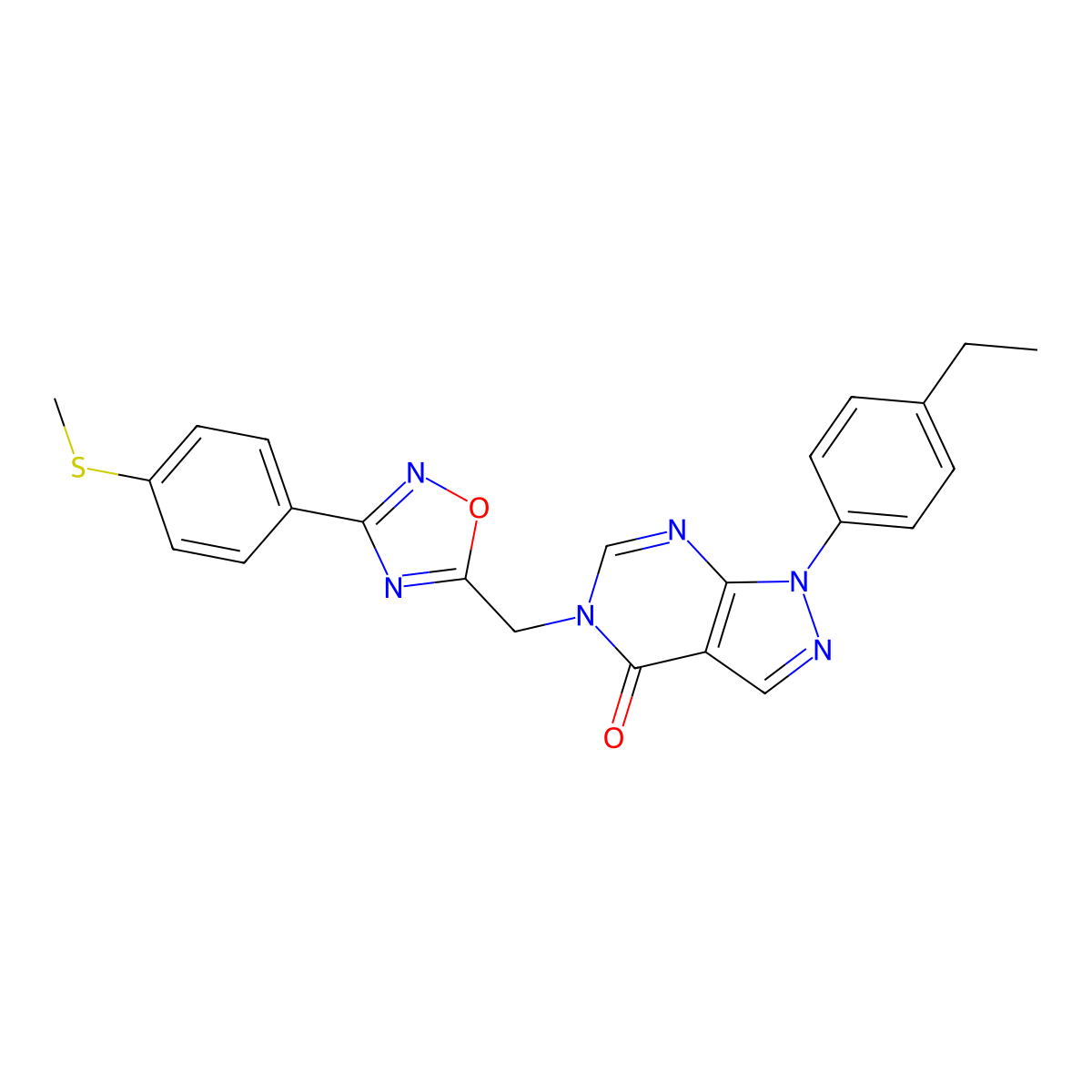 1-(4-ethylphenyl)-5-({3-[4-(methylsulfanyl)phenyl]-1,2,4-oxadiazol-5-yl}methyl)-1H,4H,5H-pyrazolo[3,4-d]pyrimidin-4-one molecular structure, CAS 1189975-88-9