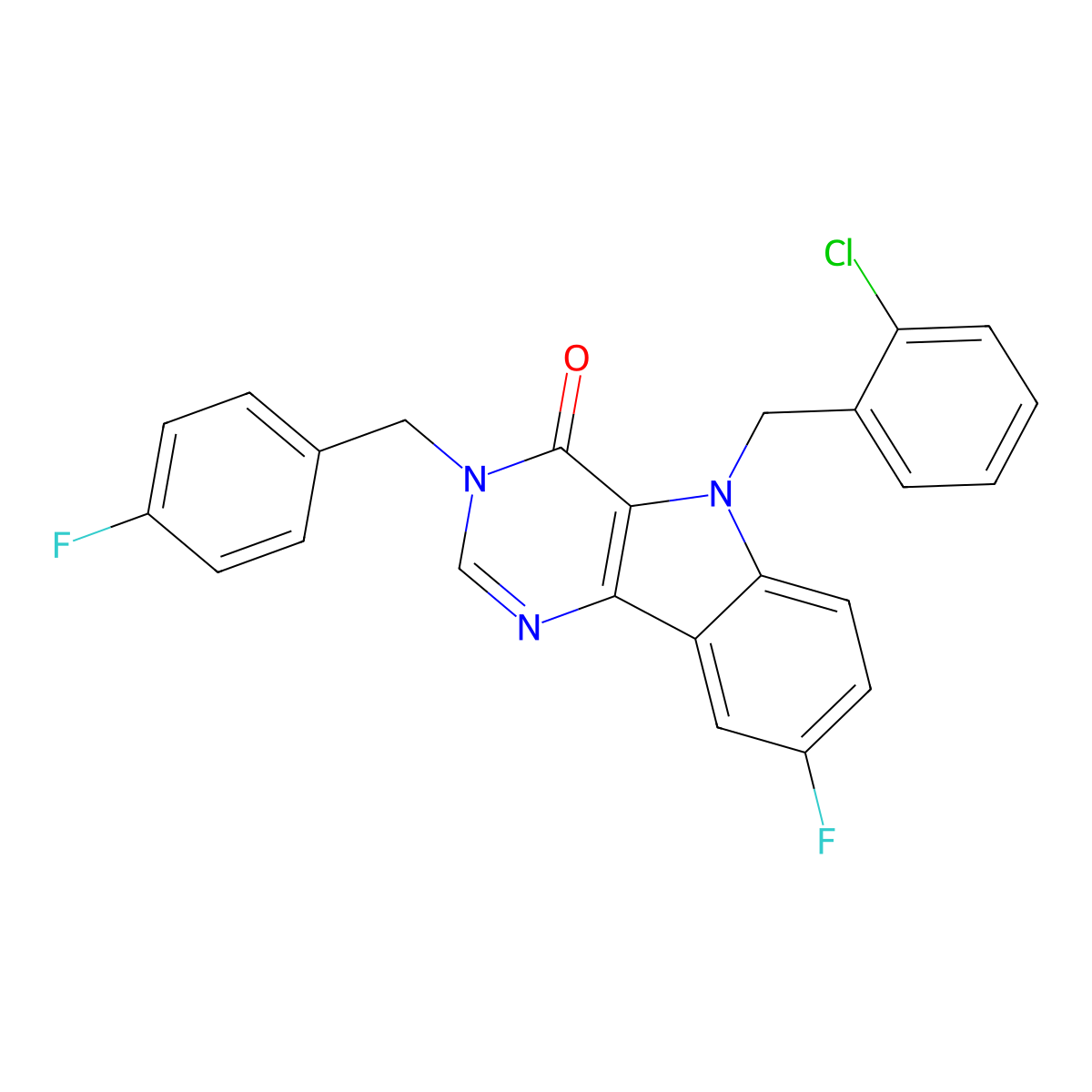 5-(2-chlorobenzyl)-8-fluoro-3-(4-fluorobenzyl)-3H-pyrimido[5,4-b]indol-4(5H)-one molecular structure, CAS 1189976-44-0