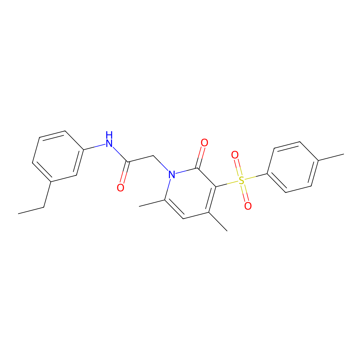 2-[4,6-dimethyl-3-(4-methylbenzenesulfonyl)-2-oxo-1,2-dihydropyridin-1-yl]-N-(3-ethylphenyl)acetamide molecular structure, CAS 1189976-46-2