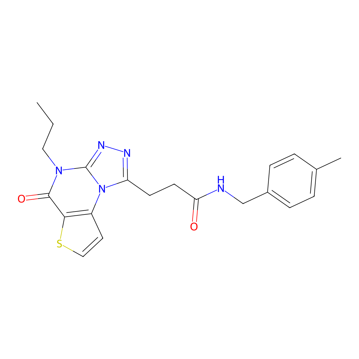 N-(4-methylbenzyl)-3-(5-oxo-4-propyl-4,5-dihydrothieno[2,3-e][1,2,4]triazolo[4,3-a]pyrimidin-1-yl)propanamide molecular structure, CAS 1189976-61-1