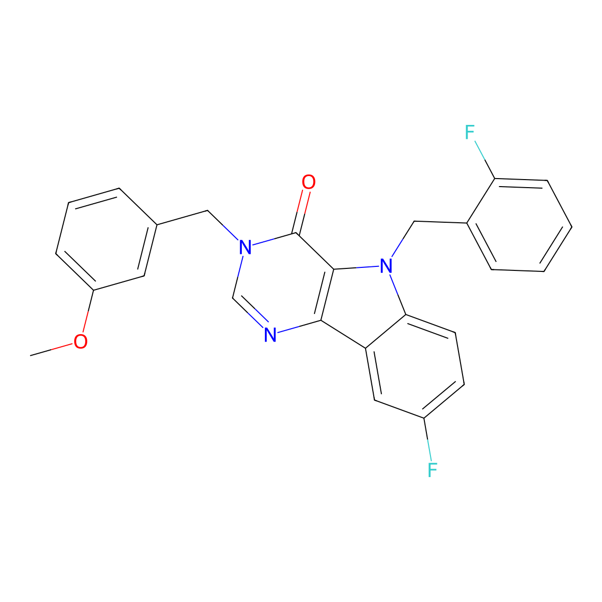 8-fluoro-5-(2-fluorobenzyl)-3-(3-methoxybenzyl)-3H-pyrimido[5,4-b]indol-4(5H)-one molecular structure, CAS 1189976-87-1