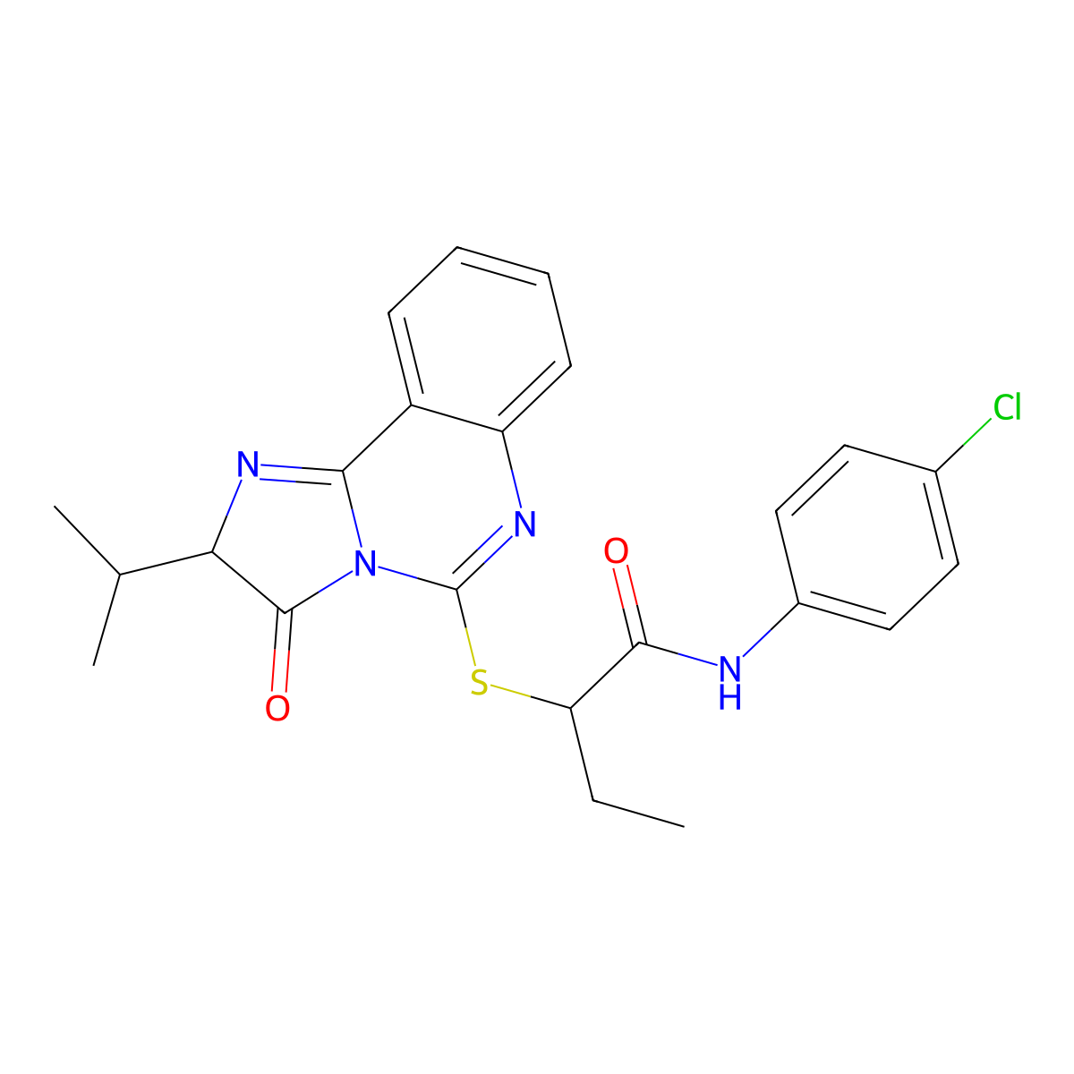 N-(4-chlorophenyl)-2-((2-isopropyl-3-oxo-2,3-dihydroimidazo[1,2-c]quinazolin-5-yl)thio)butanamide molecular structure, CAS 1189977-19-2