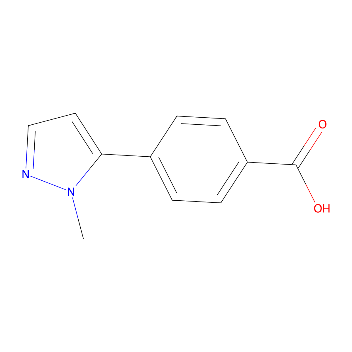4-(1-methyl-1H-pyrazol-5-yl)benzoic acid molecular structure, CAS 1189977-24-9