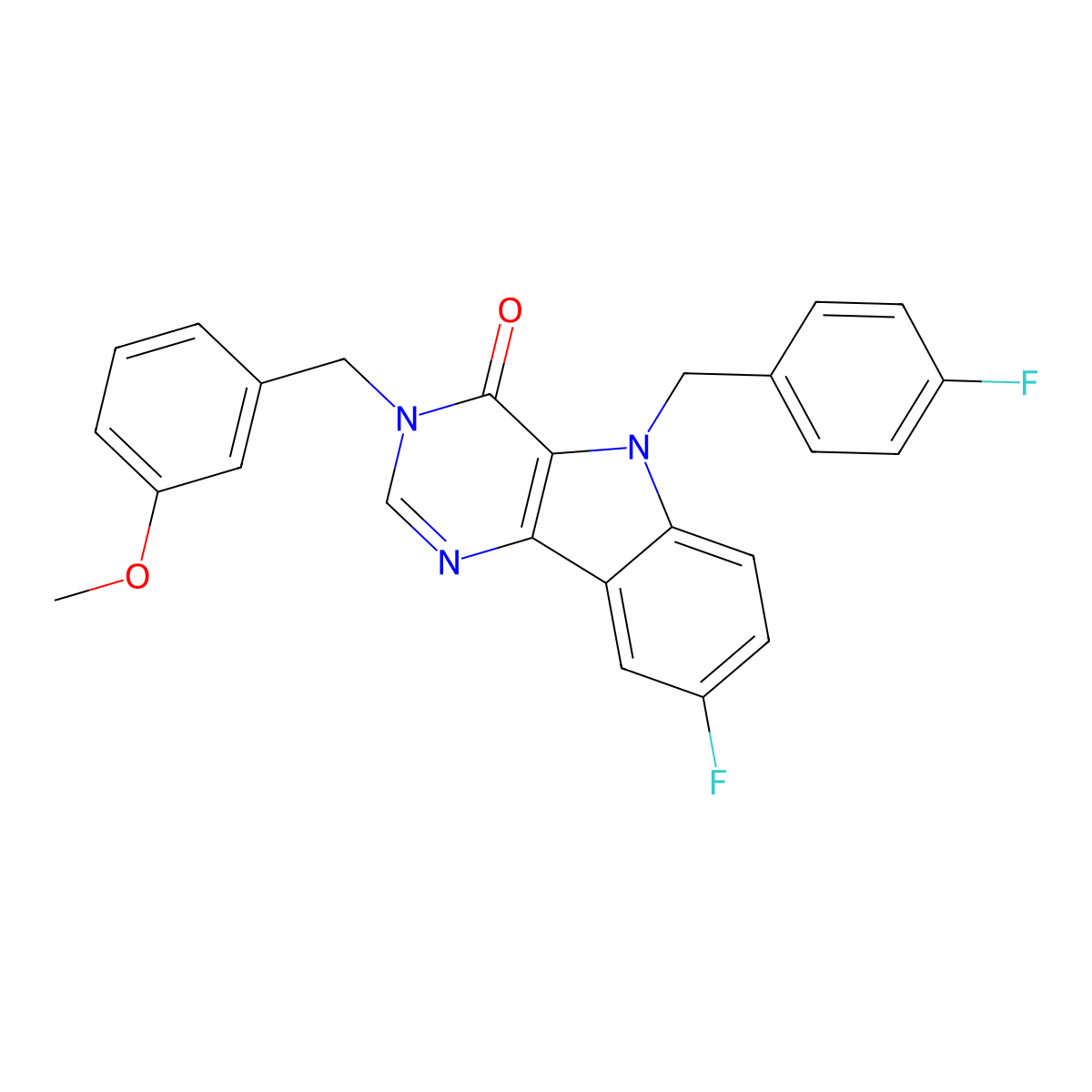 8-fluoro-5-(4-fluorobenzyl)-3-(3-methoxybenzyl)-3H-pyrimido[5,4-b]indol-4(5H)-one molecular structure, CAS 1189977-37-4