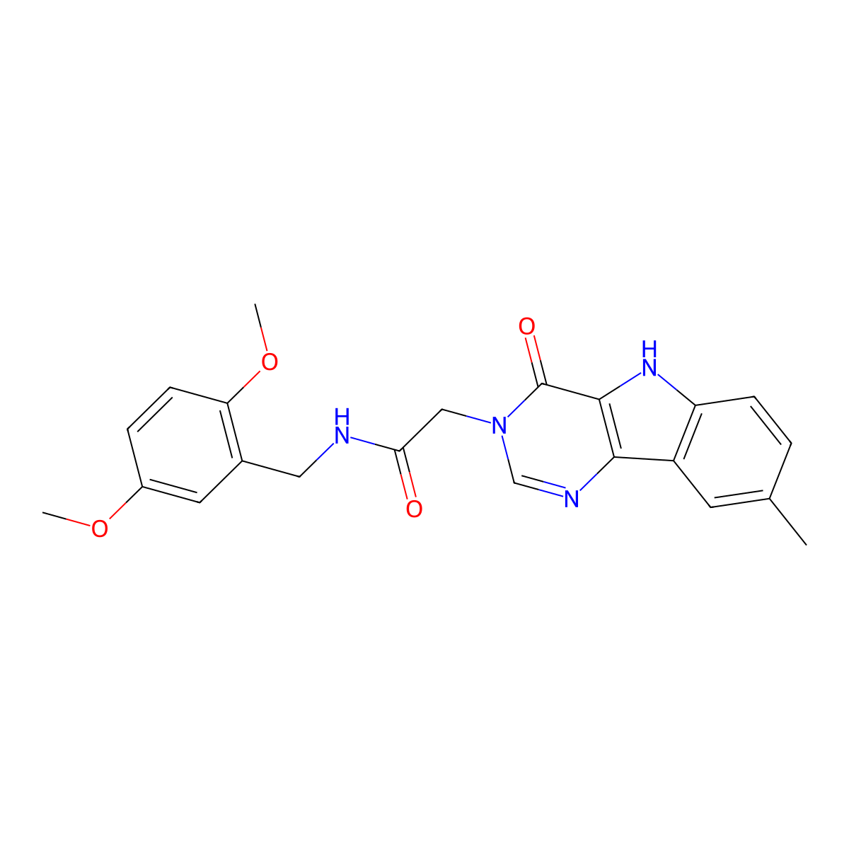 N-(2,5-dimethoxybenzyl)-2-(8-methyl-4-oxo-4,5-dihydro-3H-pyrimido[5,4-b]indol-3-yl)acetamide molecular structure, CAS 1189977-56-7