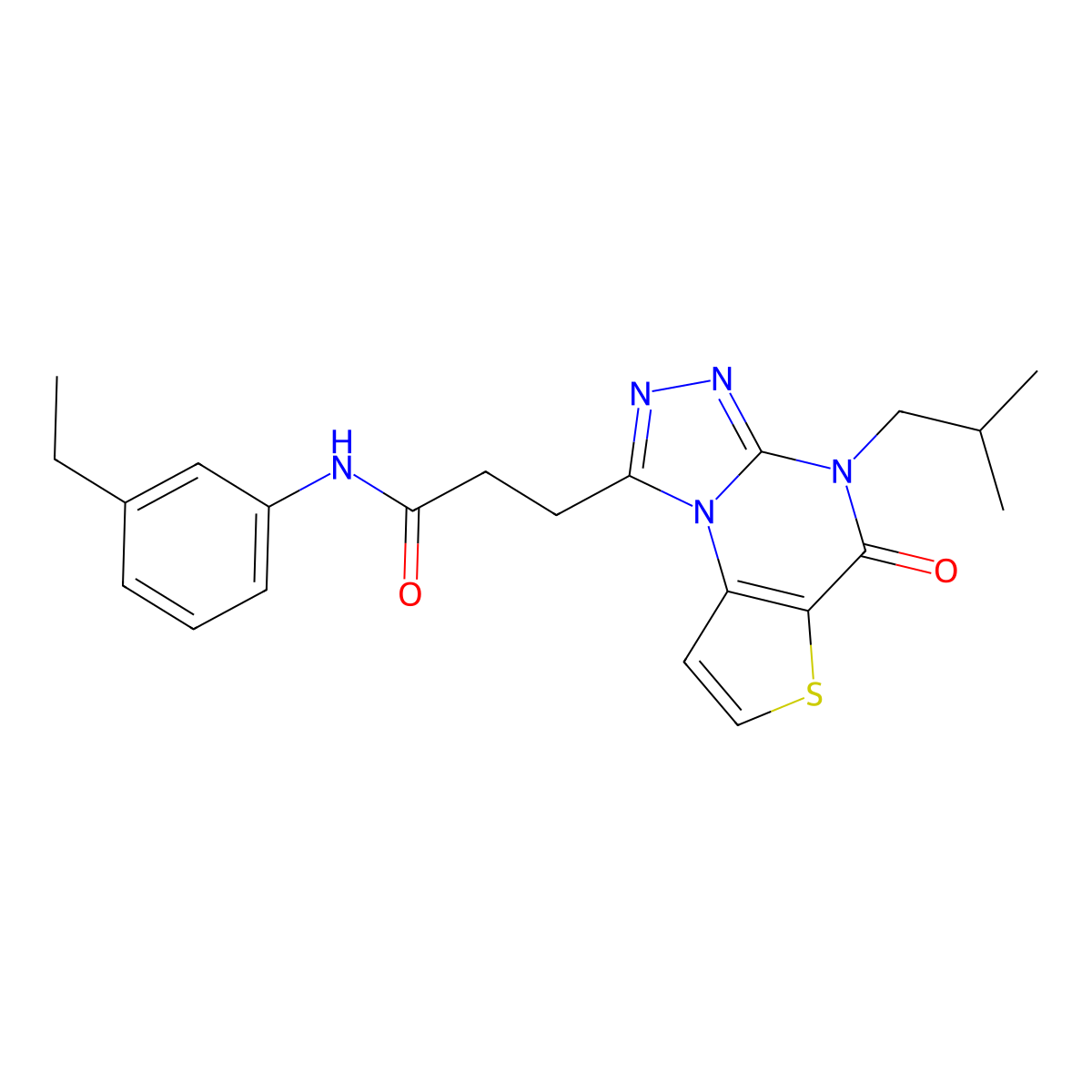 N-(3-ethylphenyl)-3-(4-isobutyl-5-oxo-4,5-dihydrothieno[2,3-e][1,2,4]triazolo[4,3-a]pyrimidin-1-yl)propanamide molecular structure, CAS 1189977-59-0