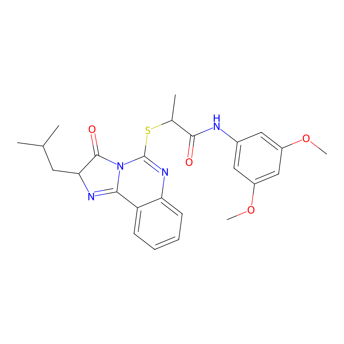 N-(3,5-dimethoxyphenyl)-2-((2-isobutyl-3-oxo-2,3-dihydroimidazo[1,2-c]quinazolin-5-yl)thio)propanamide molecular structure, CAS 1189978-27-5