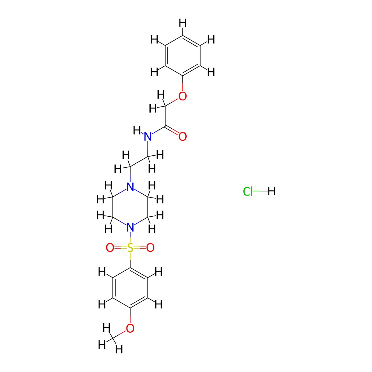 N-(2-(4-((4-methoxyphenyl)sulfonyl)piperazin-1-yl)ethyl)-2-phenoxyacetamide hydrochloride molecular structure, CAS 1189979-24-5