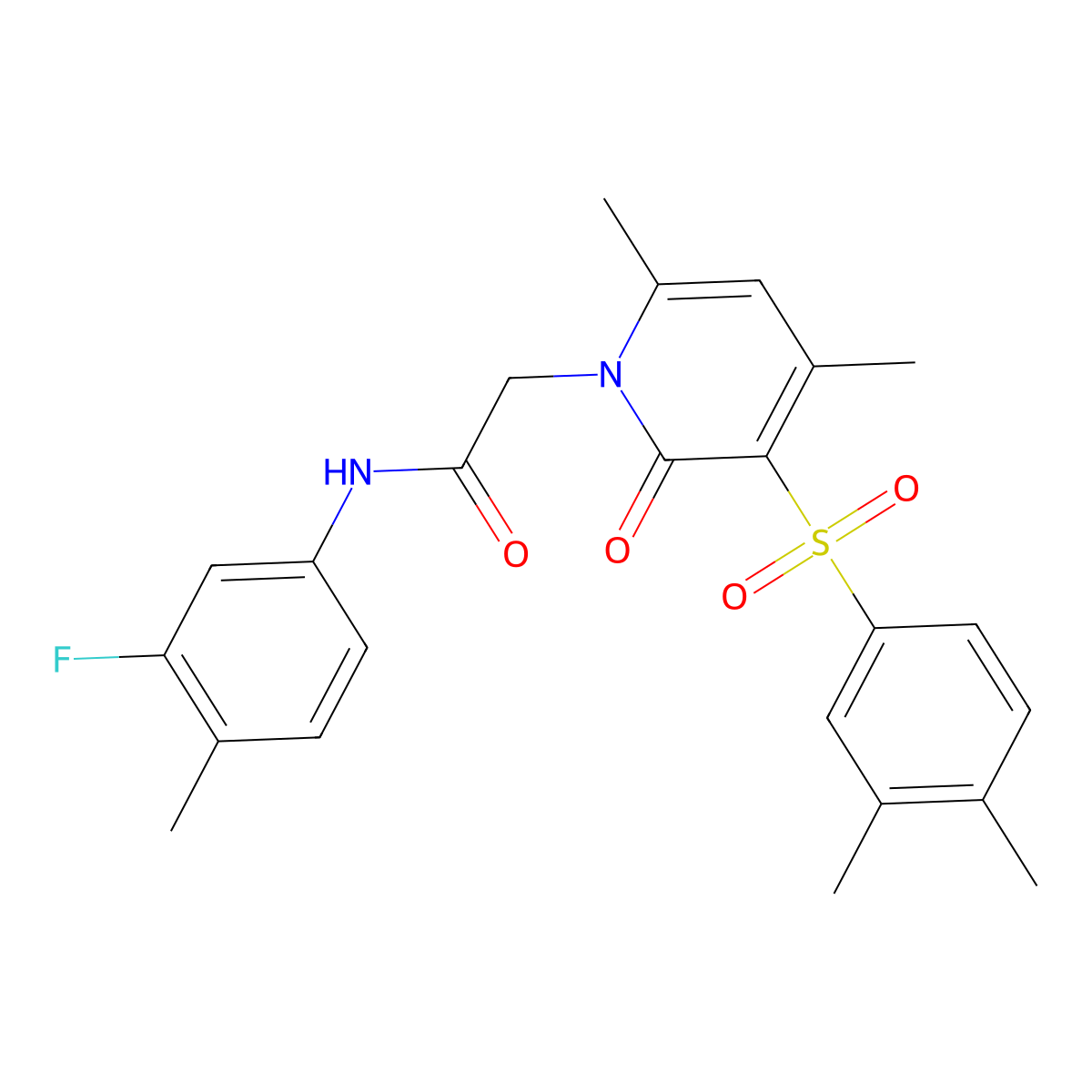 2-[3-(3,4-dimethylbenzenesulfonyl)-4,6-dimethyl-2-oxo-1,2-dihydropyridin-1-yl]-N-(3-fluoro-4-methylphenyl)acetamide molecular structure, CAS 1189979-43-8