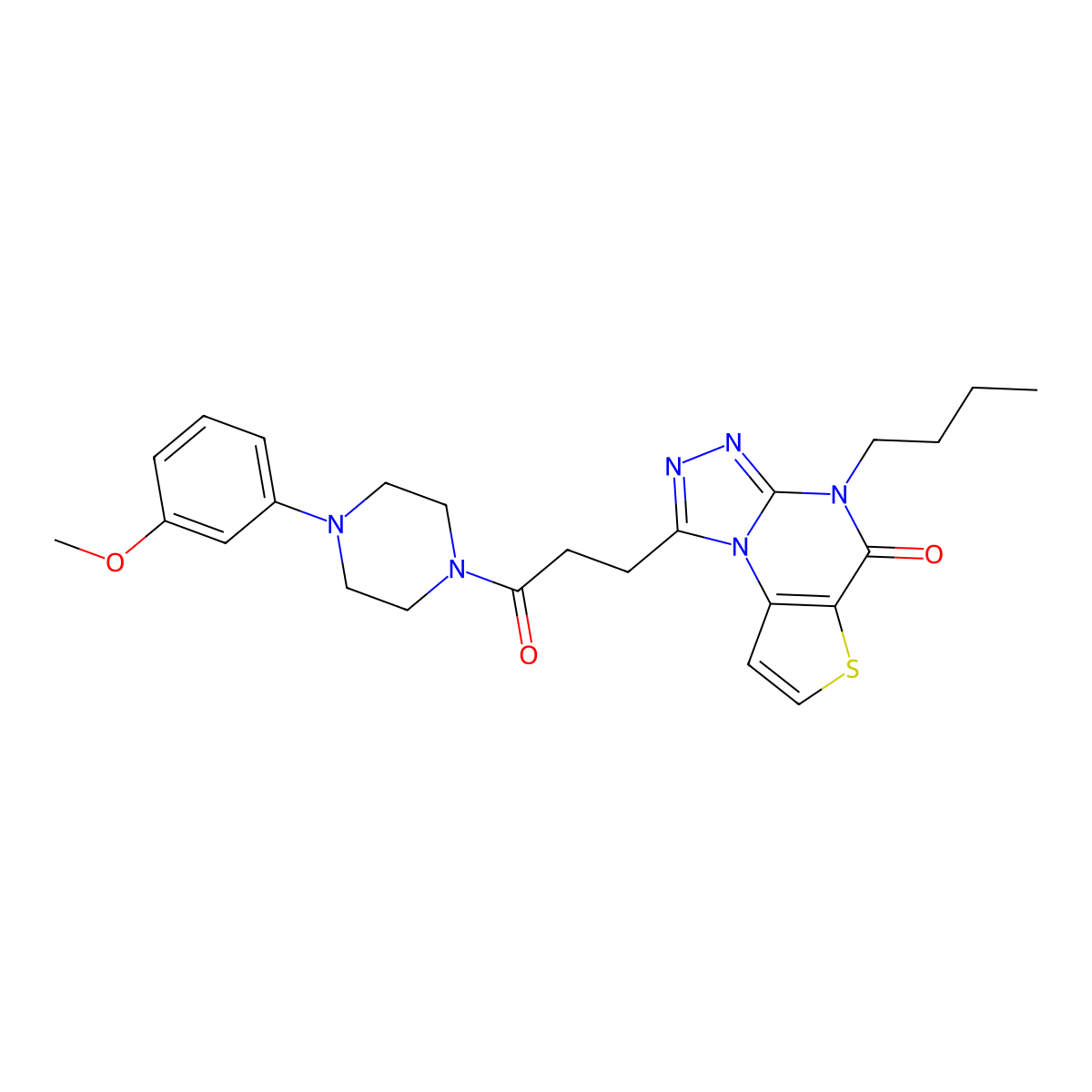 4-butyl-1-(3-(4-(3-methoxyphenyl)piperazin-1-yl)-3-oxopropyl)thieno[2,3-e][1,2,4]triazolo[4,3-a]pyrimidin-5(4H)-one molecular structure, CAS 1189979-87-0