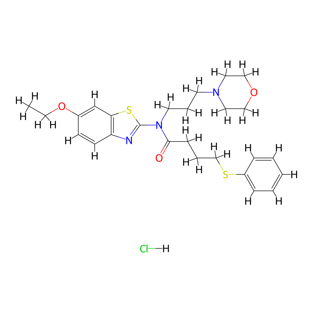 N-(6-ethoxybenzo[d]thiazol-2-yl)-N-(3-morpholinopropyl)-4-(phenylthio)butanamide hydrochloride molecular structure, CAS 1189980-01-5