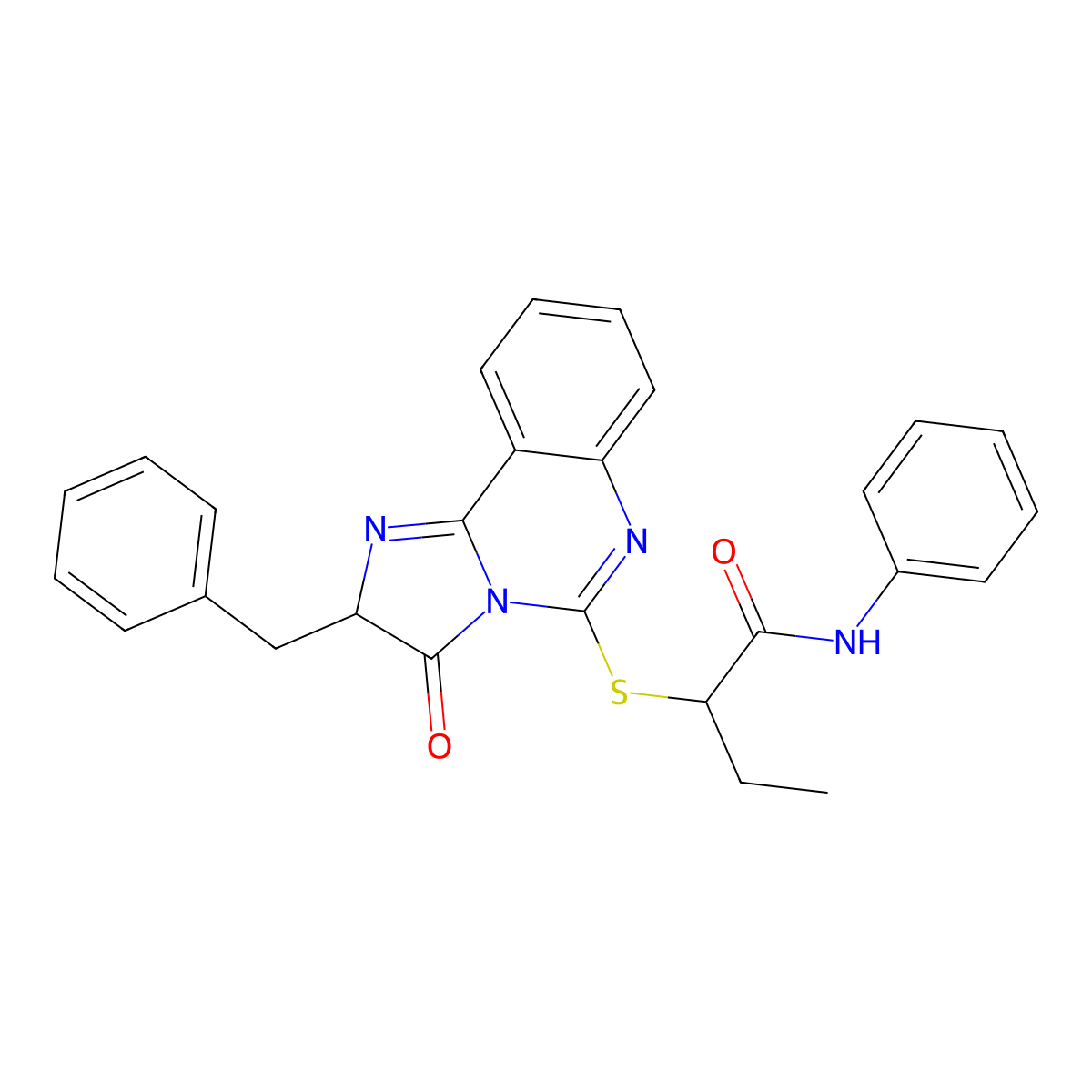 2-((2-benzyl-3-oxo-2,3-dihydroimidazo[1,2-c]quinazolin-5-yl)thio)-N-phenylbutanamide molecular structure, CAS 1189980-93-5