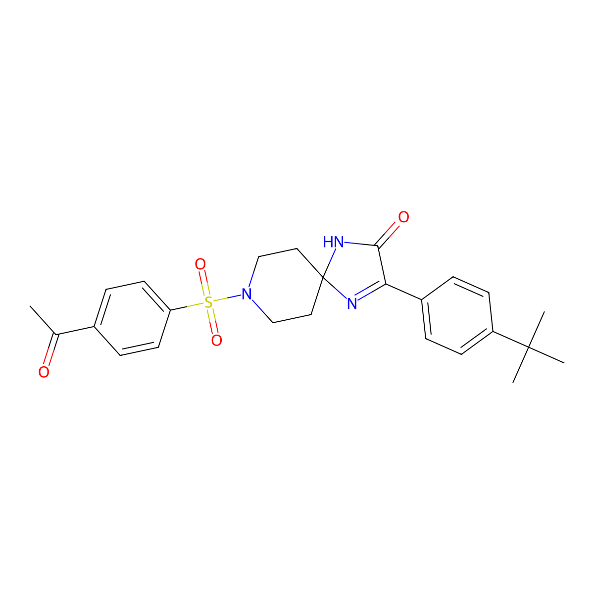 8-((4-Acetylphenyl)sulfonyl)-3-(4-(tert-butyl)phenyl)-1,4,8-triazaspiro[4.5]dec-3-en-2-one molecular structure, CAS 1189980-95-7