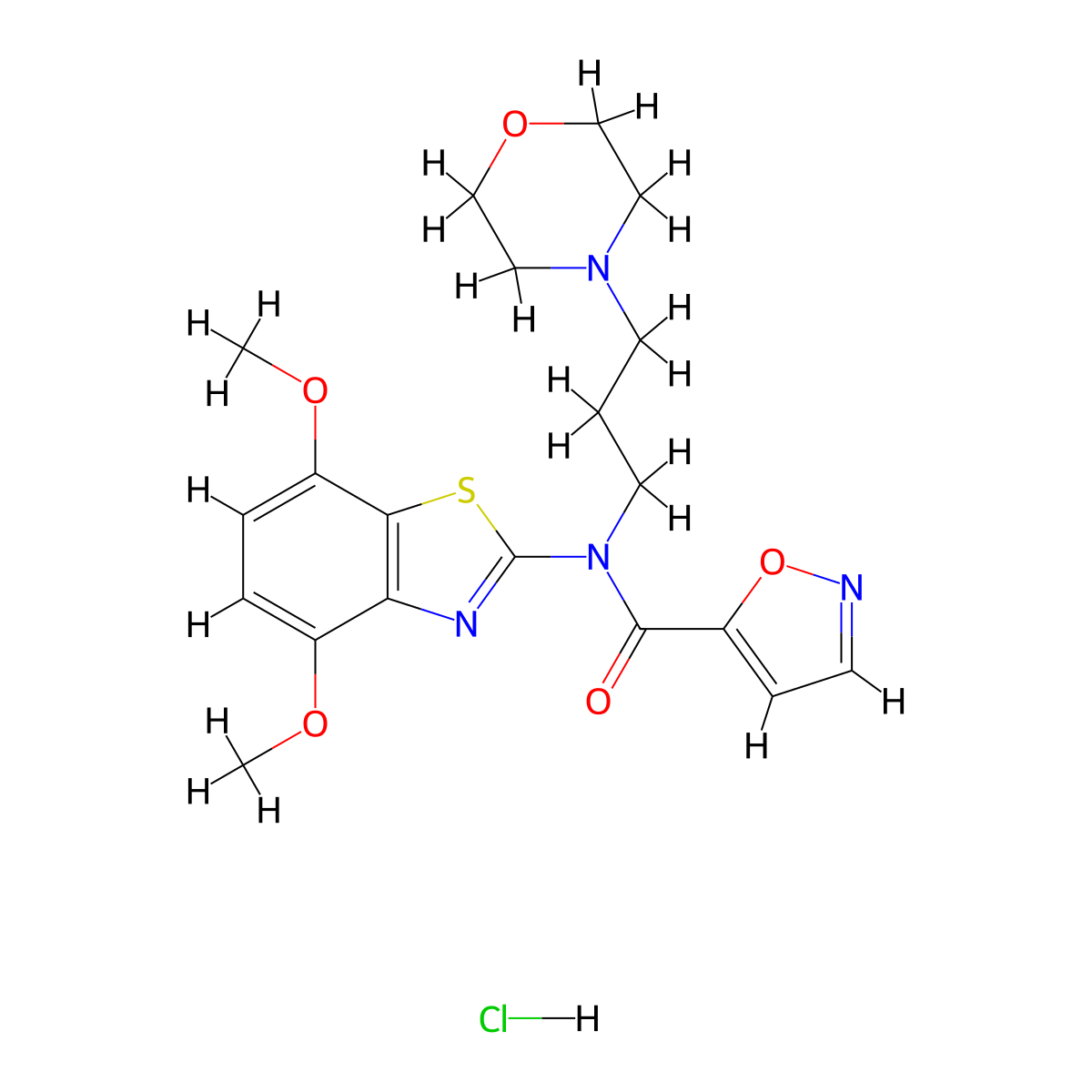 N-(4,7-dimethoxybenzo[d]thiazol-2-yl)-N-(3-morpholinopropyl)isoxazole-5-carboxamide hydrochloride molecular structure, CAS 1189981-23-4