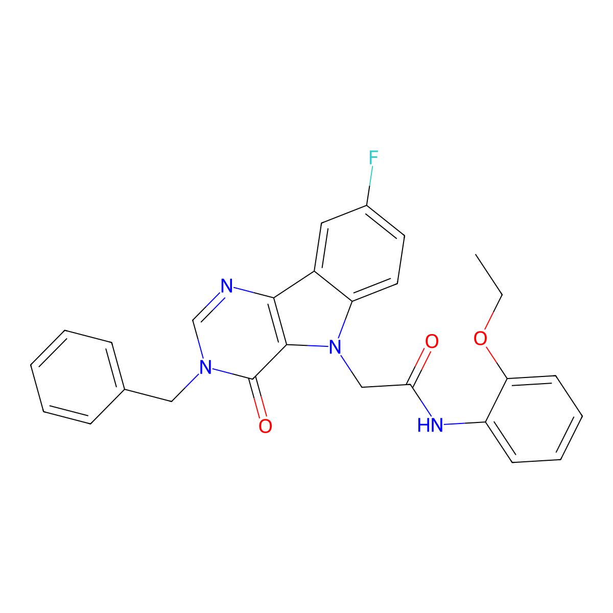 2-(3-benzyl-8-fluoro-4-oxo-3H-pyrimido[5,4-b]indol-5(4H)-yl)-N-(2-ethoxyphenyl)acetamide molecular structure, CAS 1189982-82-8