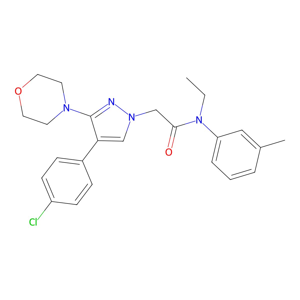 2-[4-(4-chlorophenyl)-3-(morpholin-4-yl)-1H-pyrazol-1-yl]-N-ethyl-N-(3-methylphenyl)acetamide molecular structure, CAS 1189983-05-8